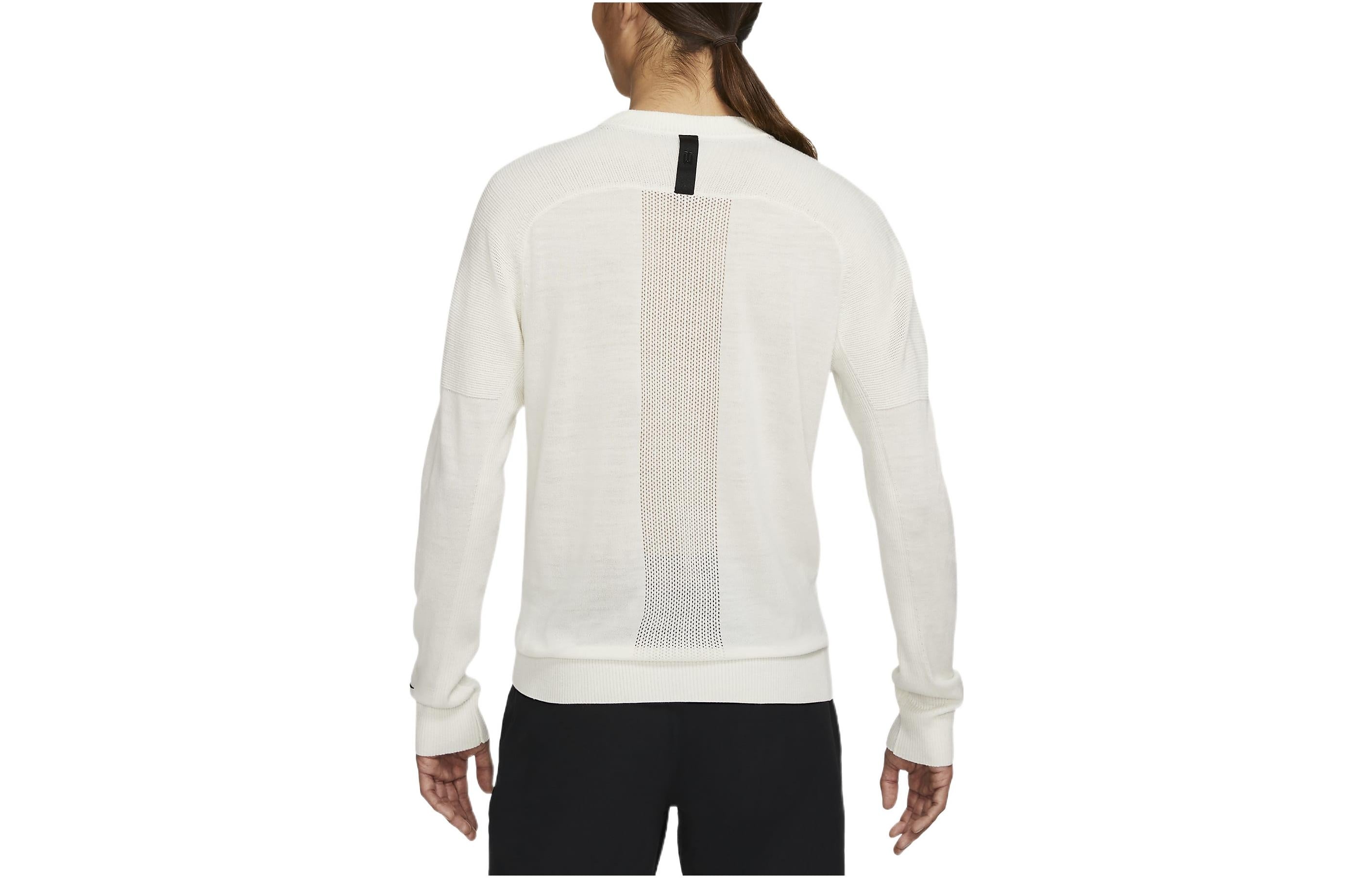 Men's Nike Tiger Woods Solid Color Elastic Breathable Golf Round Neck Wool Sweater Mountain White CU - 2