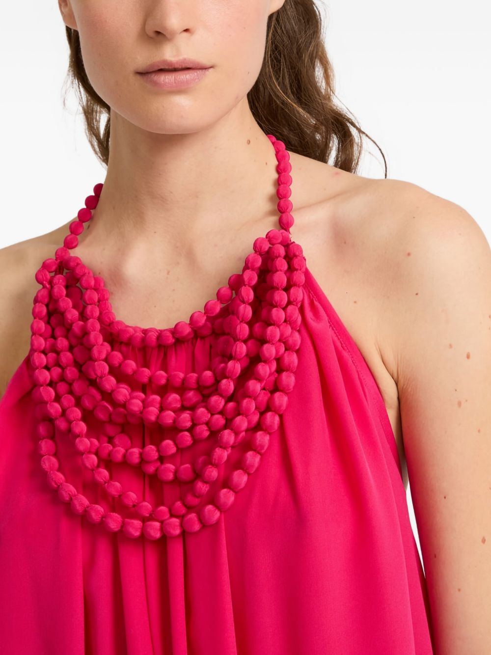 beaded-neckline crepe maxi dress - 3