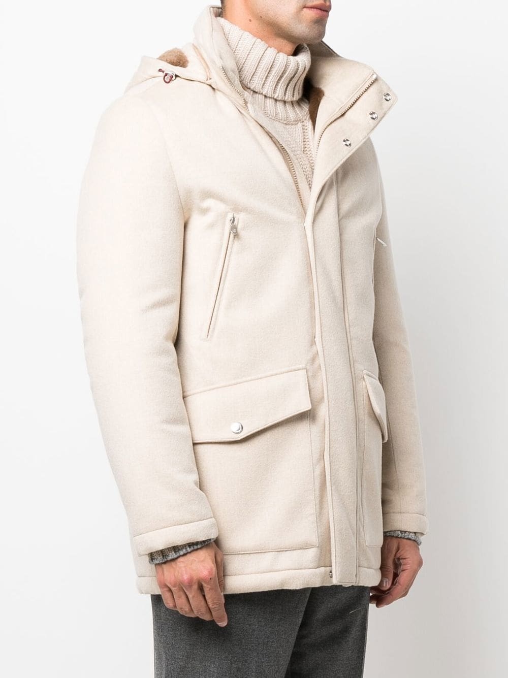 detachable-hooded detail coat - 3