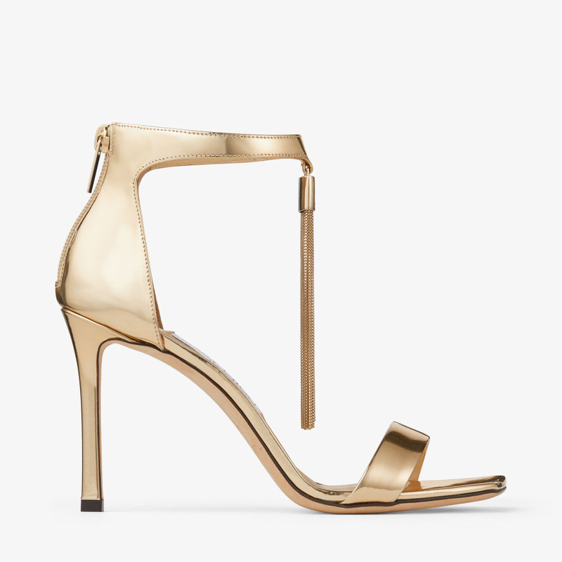 Vinca 95 Gold Liquid Metal Sandals with Metal Fringe - 1
