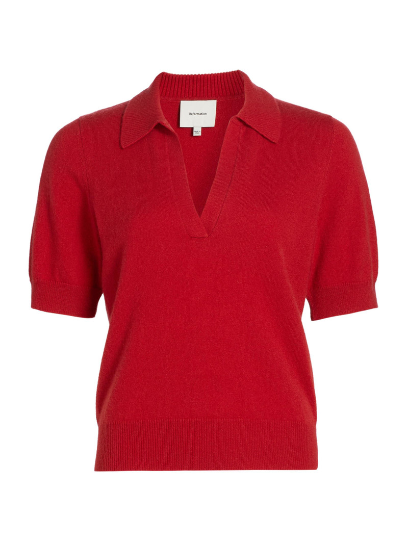 Women's Louise Cashmere Polo Sweater - Sundried Tomato 1