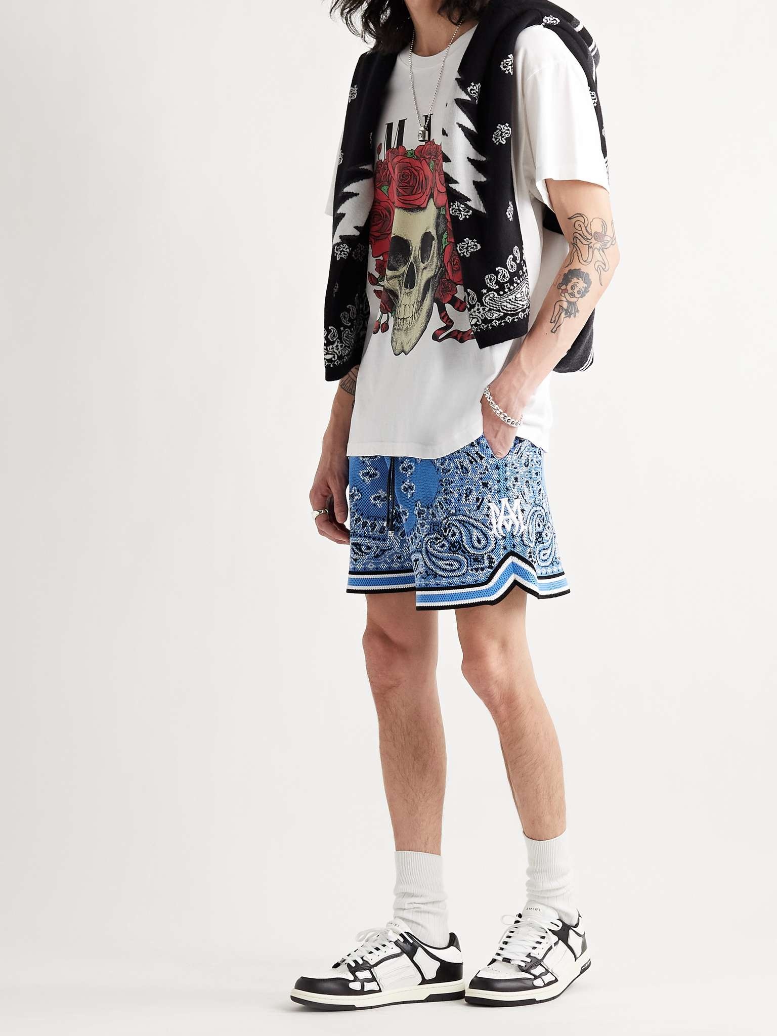 Bandana-Jacquard Cotton and Cashmere-Blend Drawstring Shorts - 2