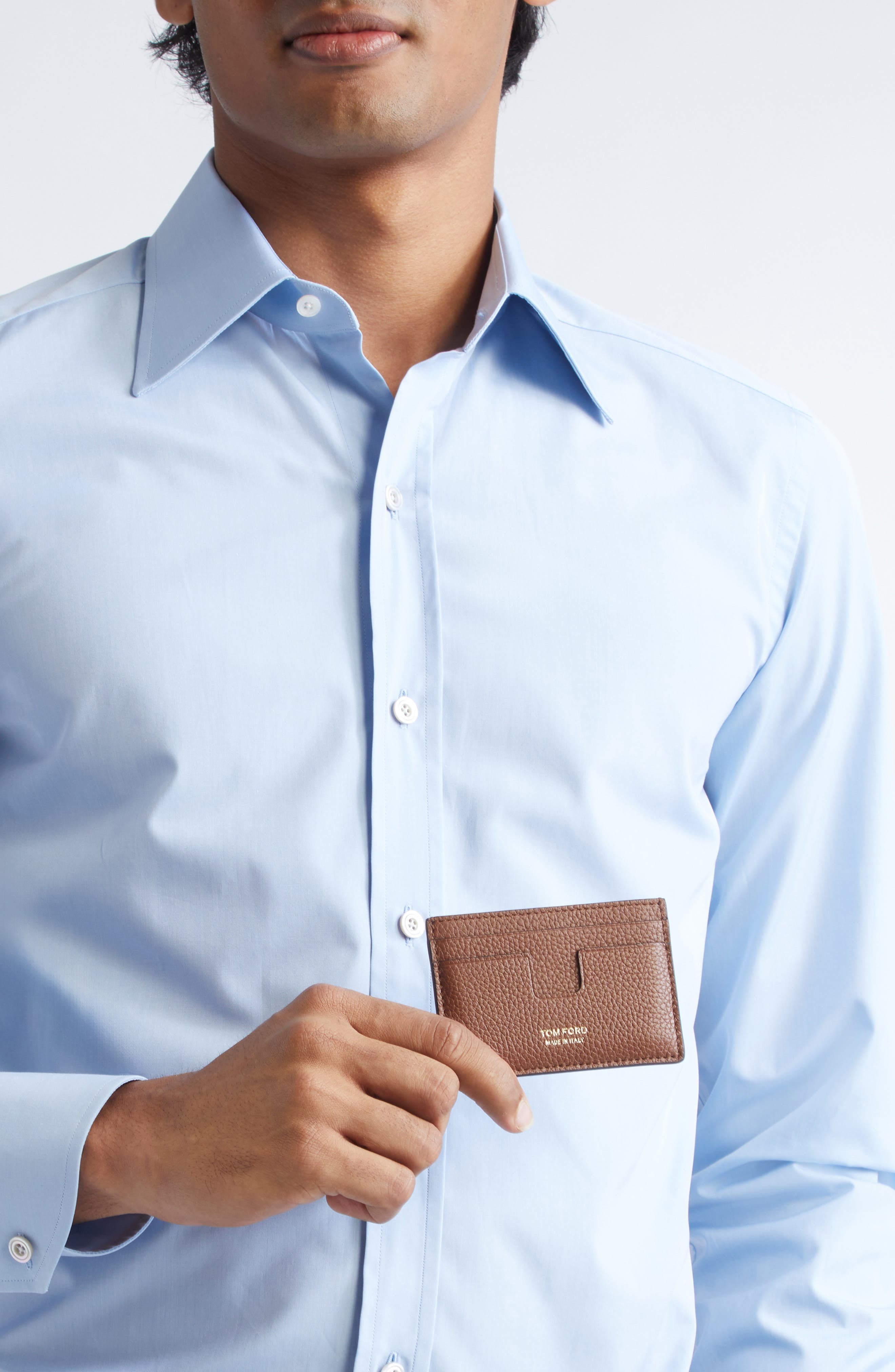 TOM FORD T-Line Soft Grain Leather Card Holder in 1B108 Midbrown at Nordstrom - 2