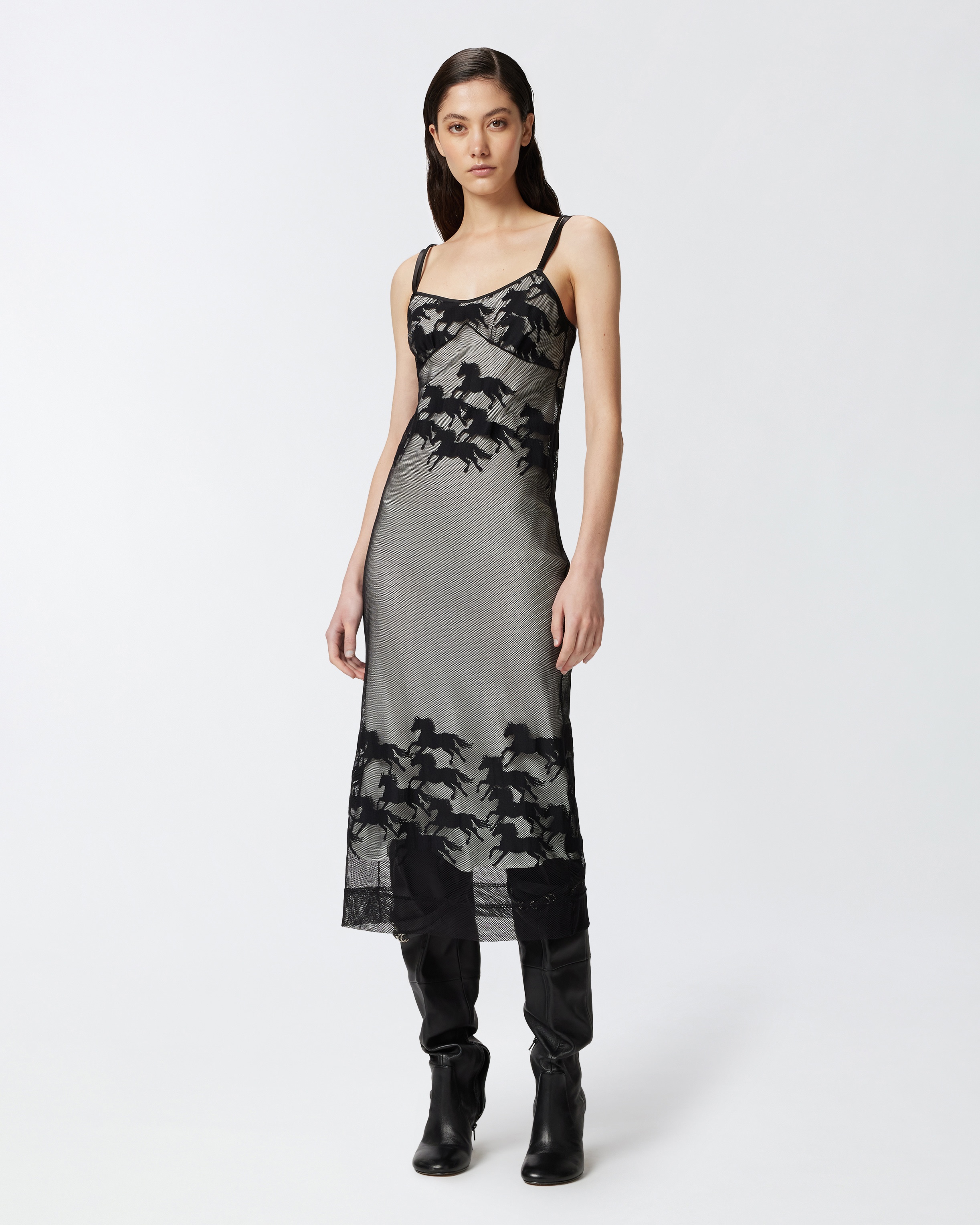 REIMAGINE BY PINKO X PATRICK MCDOWELL SHEER MIDI DRESS WITH HORSE MOTIF - 3