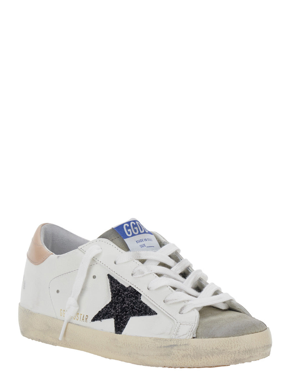 Golden Goose Women 'Superstar' White Low Top Sneakers With Glittered Star Patch And Laminated Heel W - 2