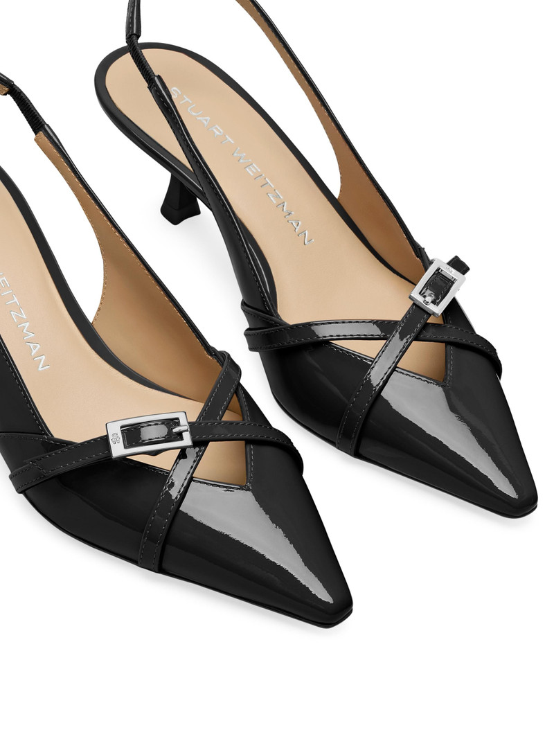 Women's Georgie 50MM Patent Leather Slingback Pumps - Black 4