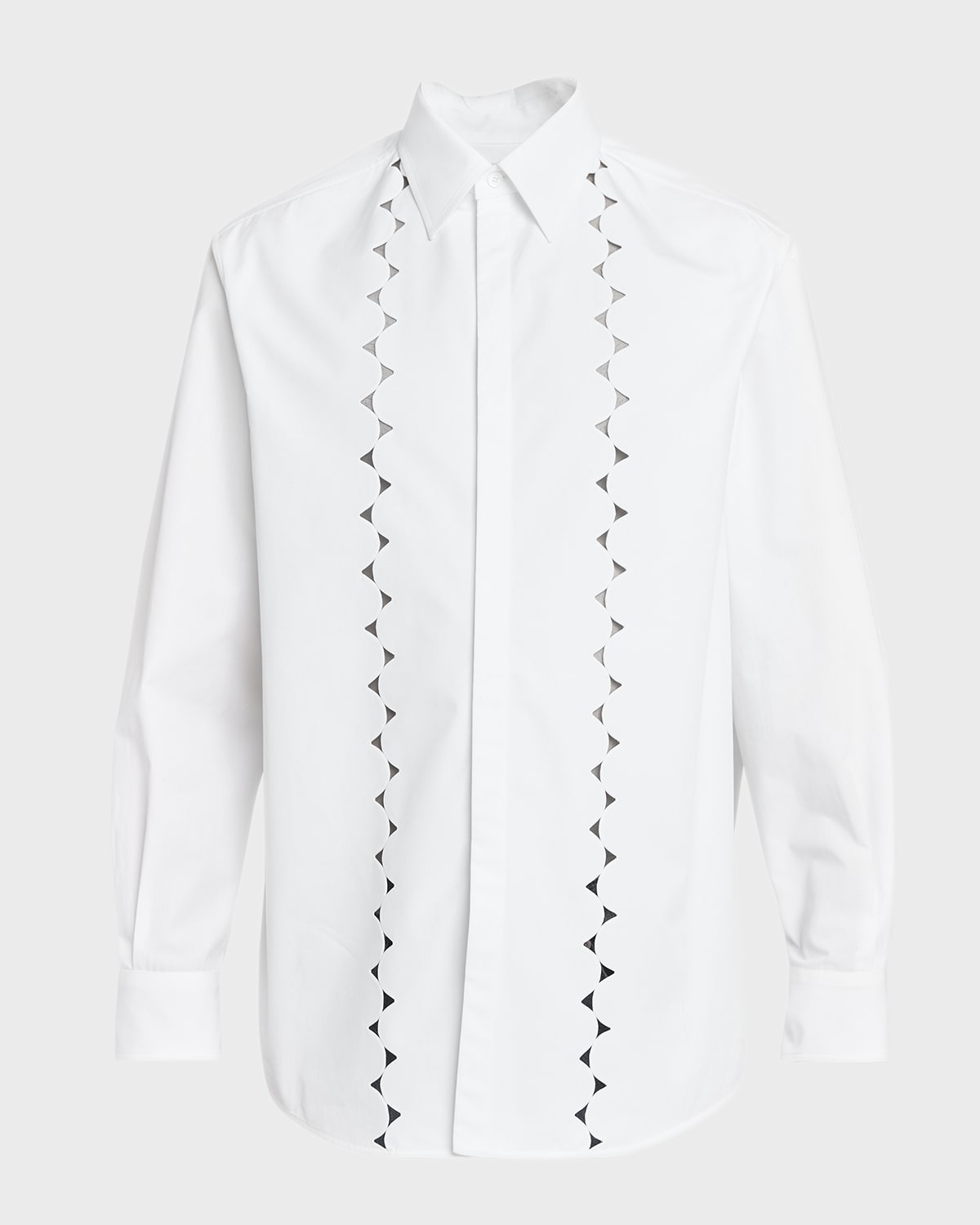 Men's Scalloped Broderie Anglaise Button-Down Shirt - 1