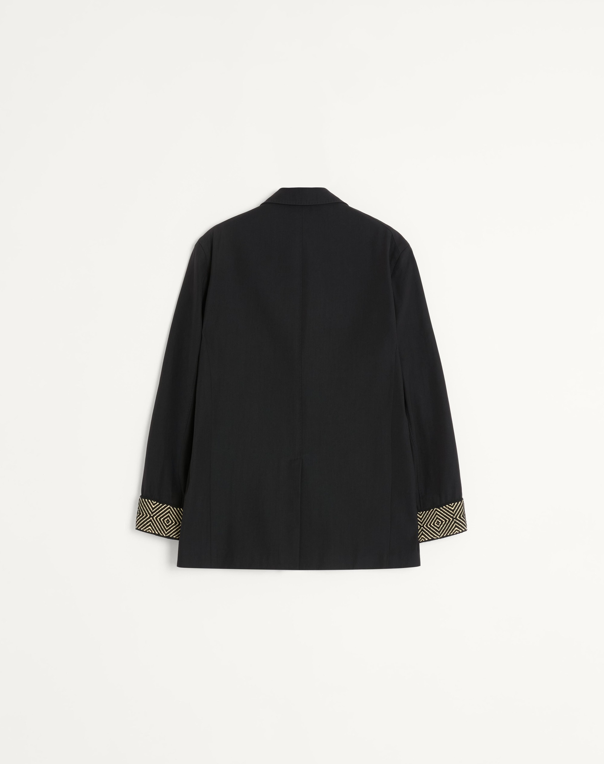 SINGLE-BREASTED WOOL AND COTTON JACKET WITH JACQUARD TRIMMINGS - 2