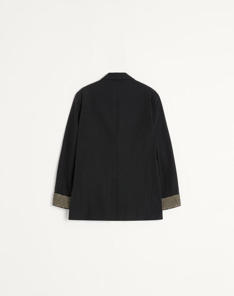 Valentino SINGLE-BREASTED WOOL AND COTTON JACKET WITH JACQUARD TRIMMINGS outlook