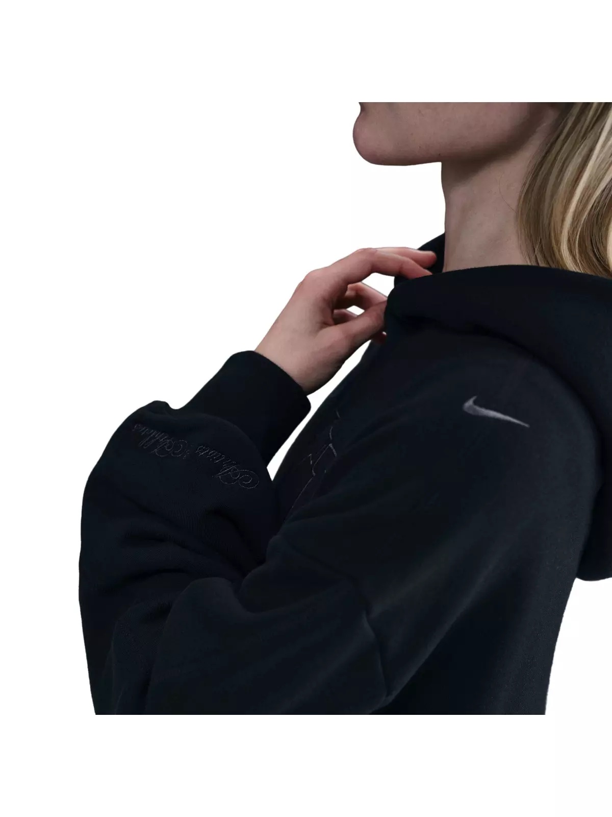 Women's Sportswear Over-Oversized French Terry Pullover Hoodie-Black - 2