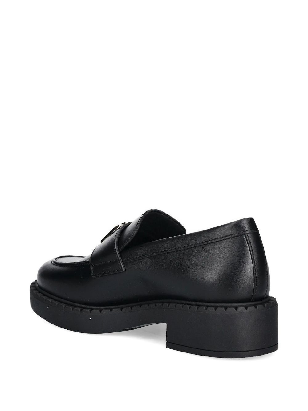 metal-buckle leather loafers - 3