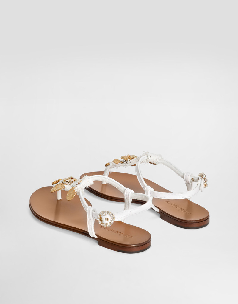 Dolce & Gabbana Raffia thong sandals with embroidered votive medallions outlook
