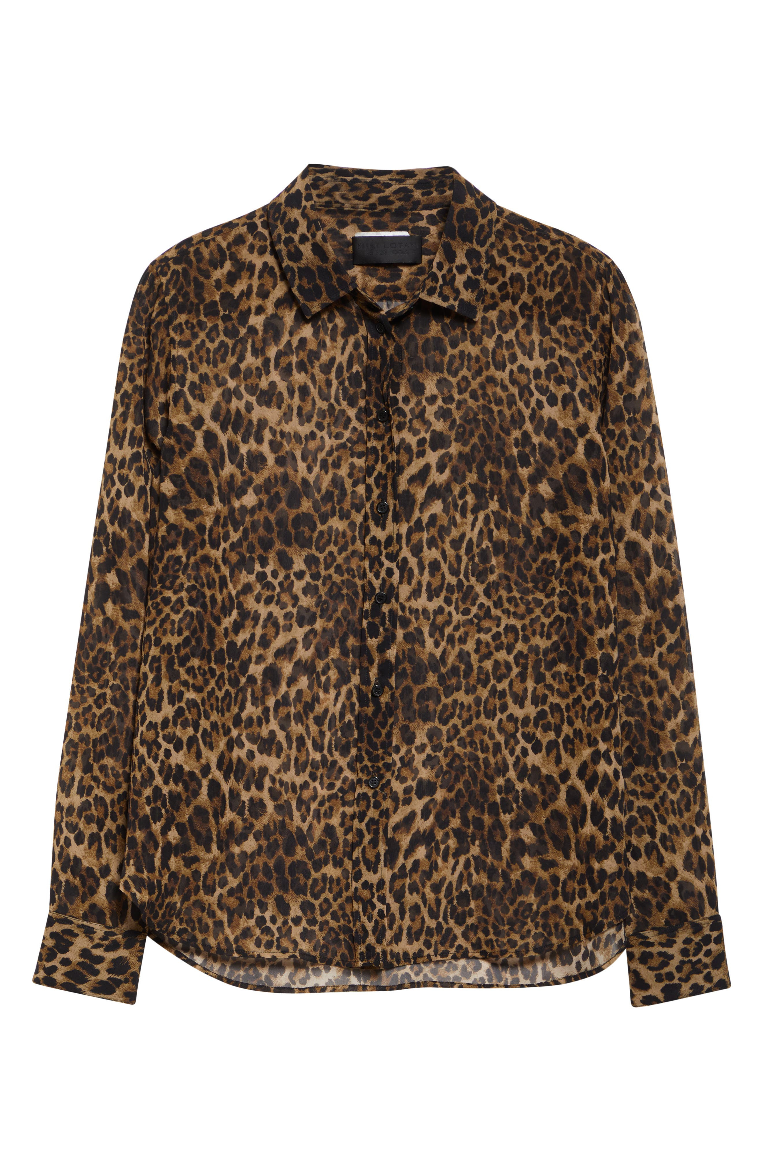 Nili Lotan Gaia Slim Fit Silk Shirt in Vintage Leopard Print at Nordstrom - 5