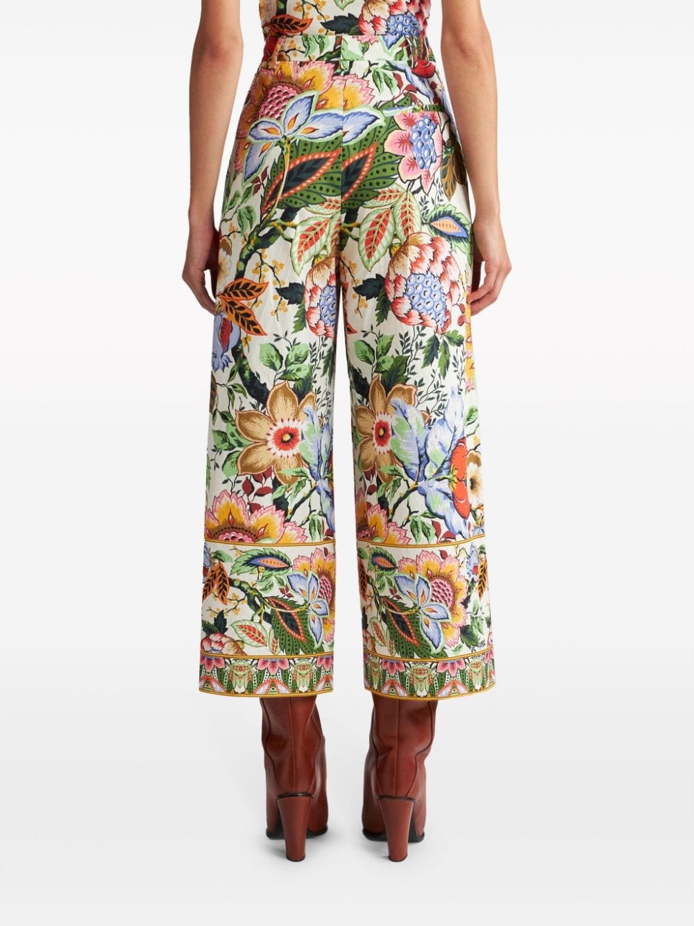 floral-print cotton poplin culottes - 4
