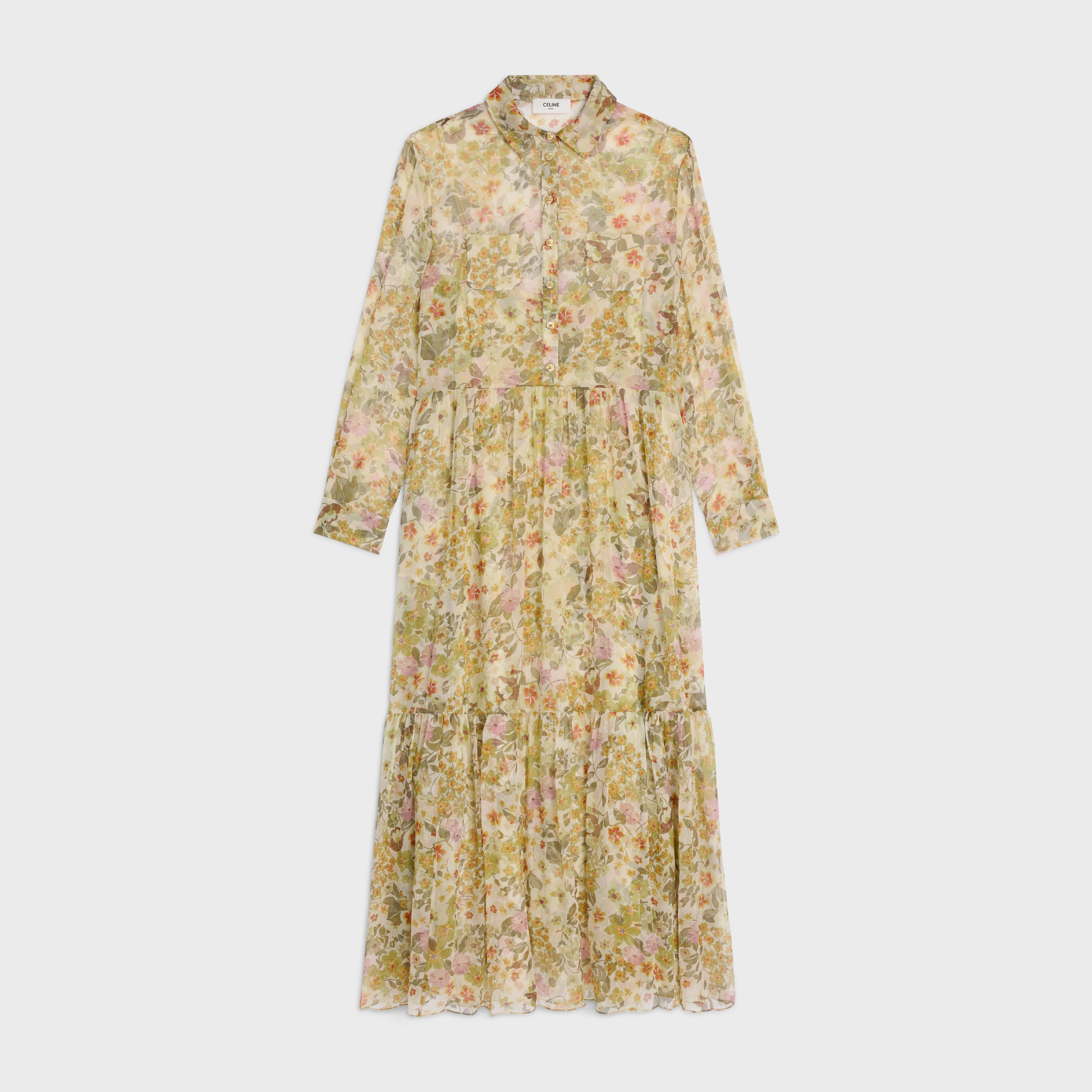 long shirt dress in silk crepon - 1