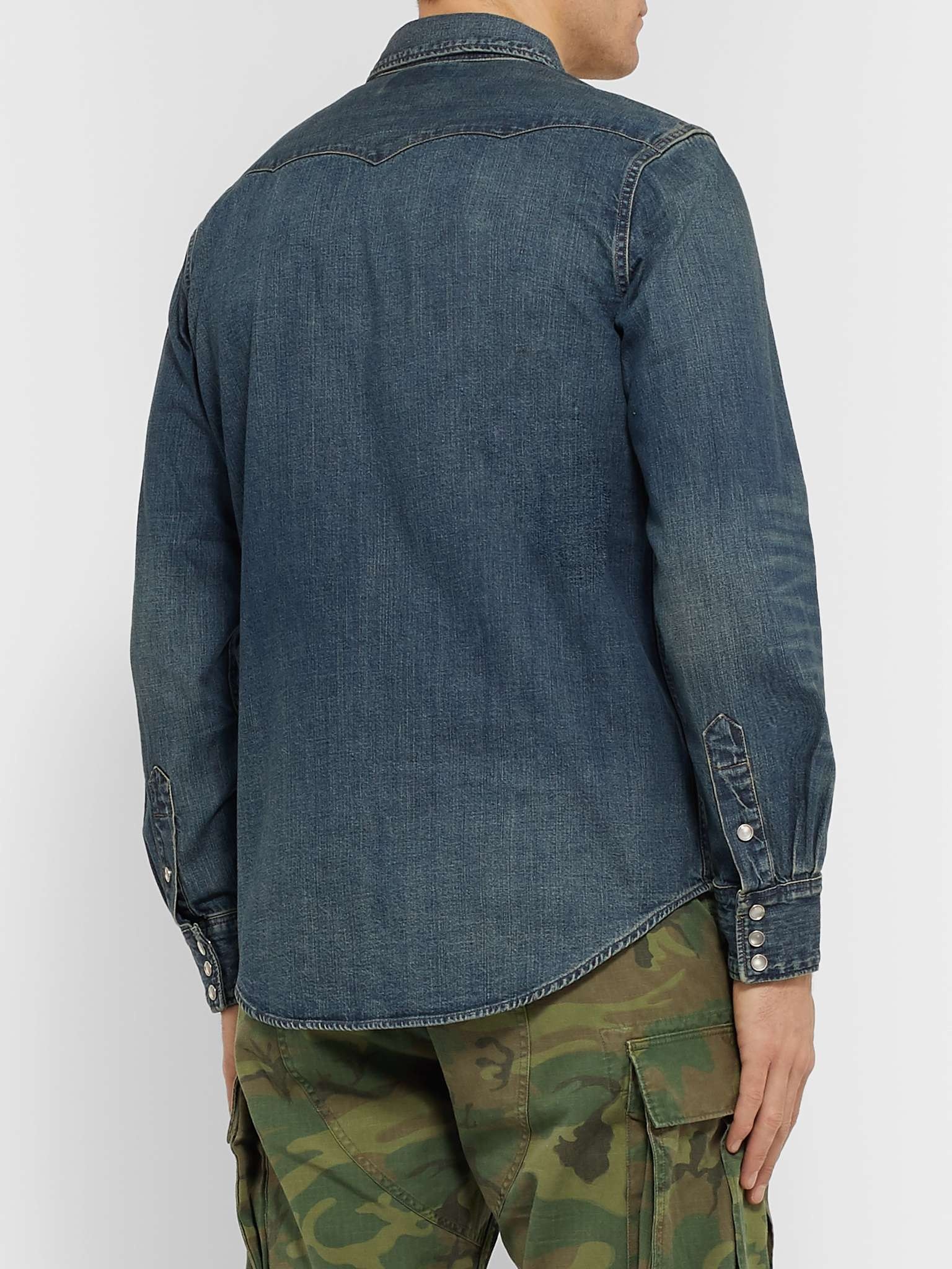 Slim-Fit Denim Western Shirt - 5