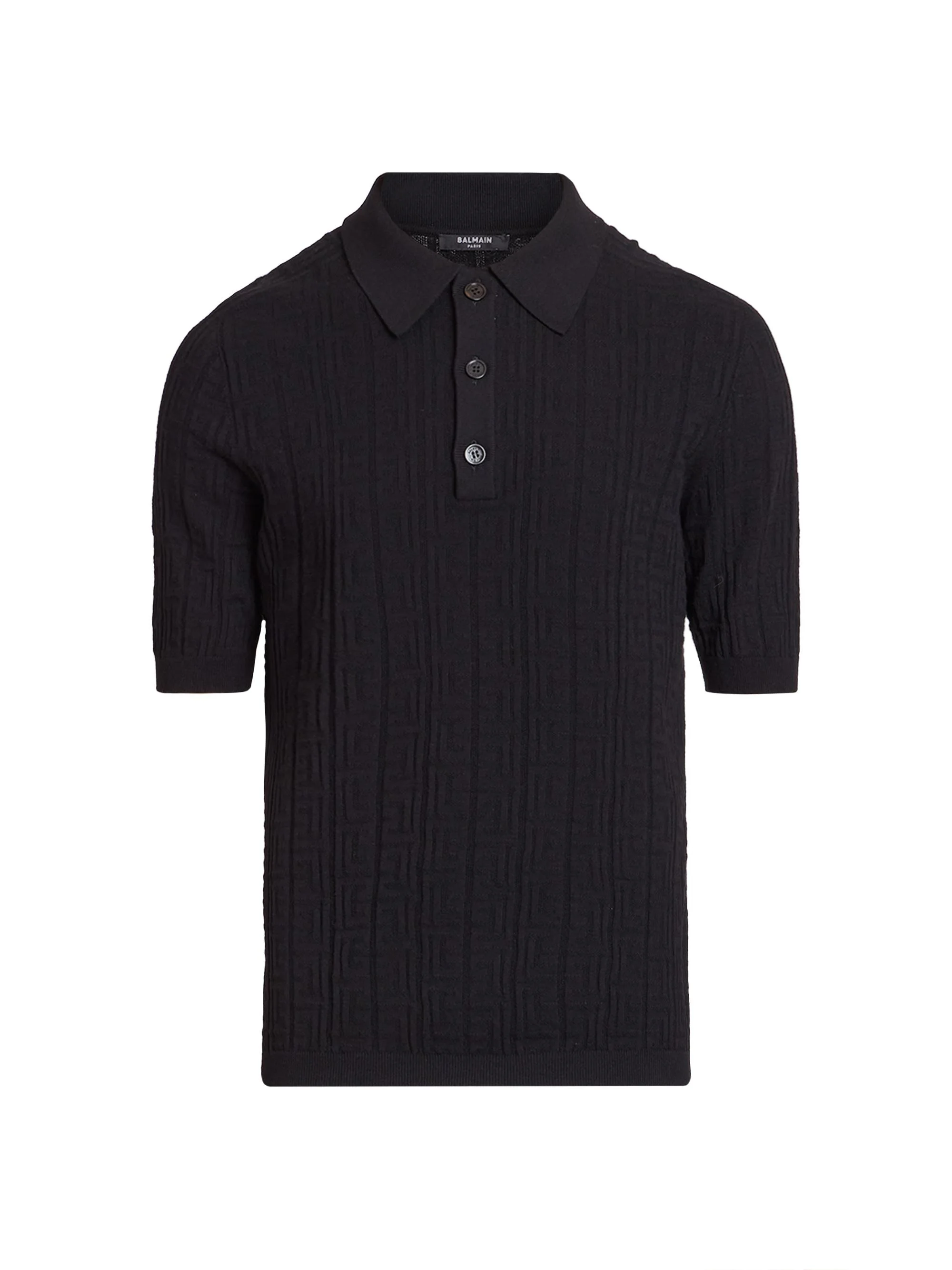 Men's Rib-Knit Polo Shirt - Noir - 1