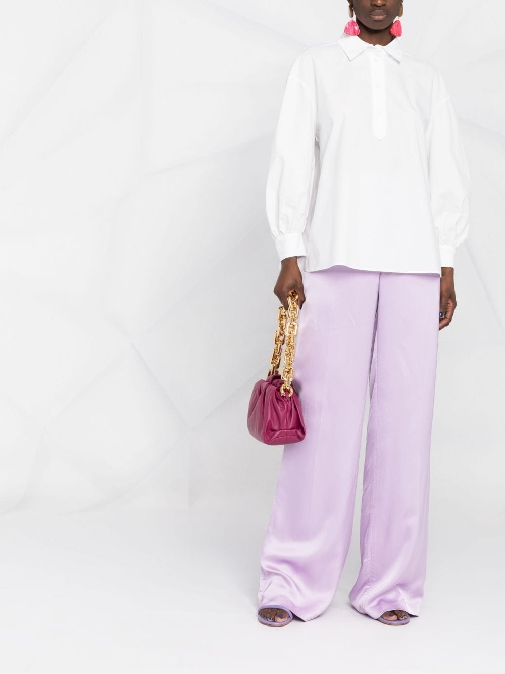 poet-sleeve poplin blouse - 2