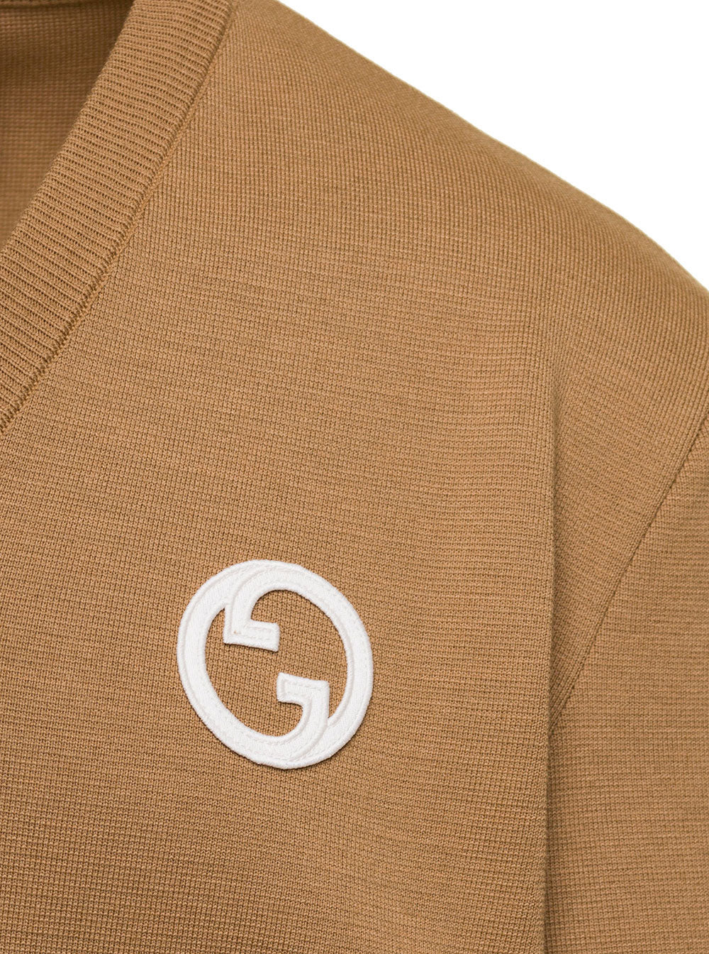 Gucci Men Beige Sweater With Interlocking G And V Neck In Wool Man - 3