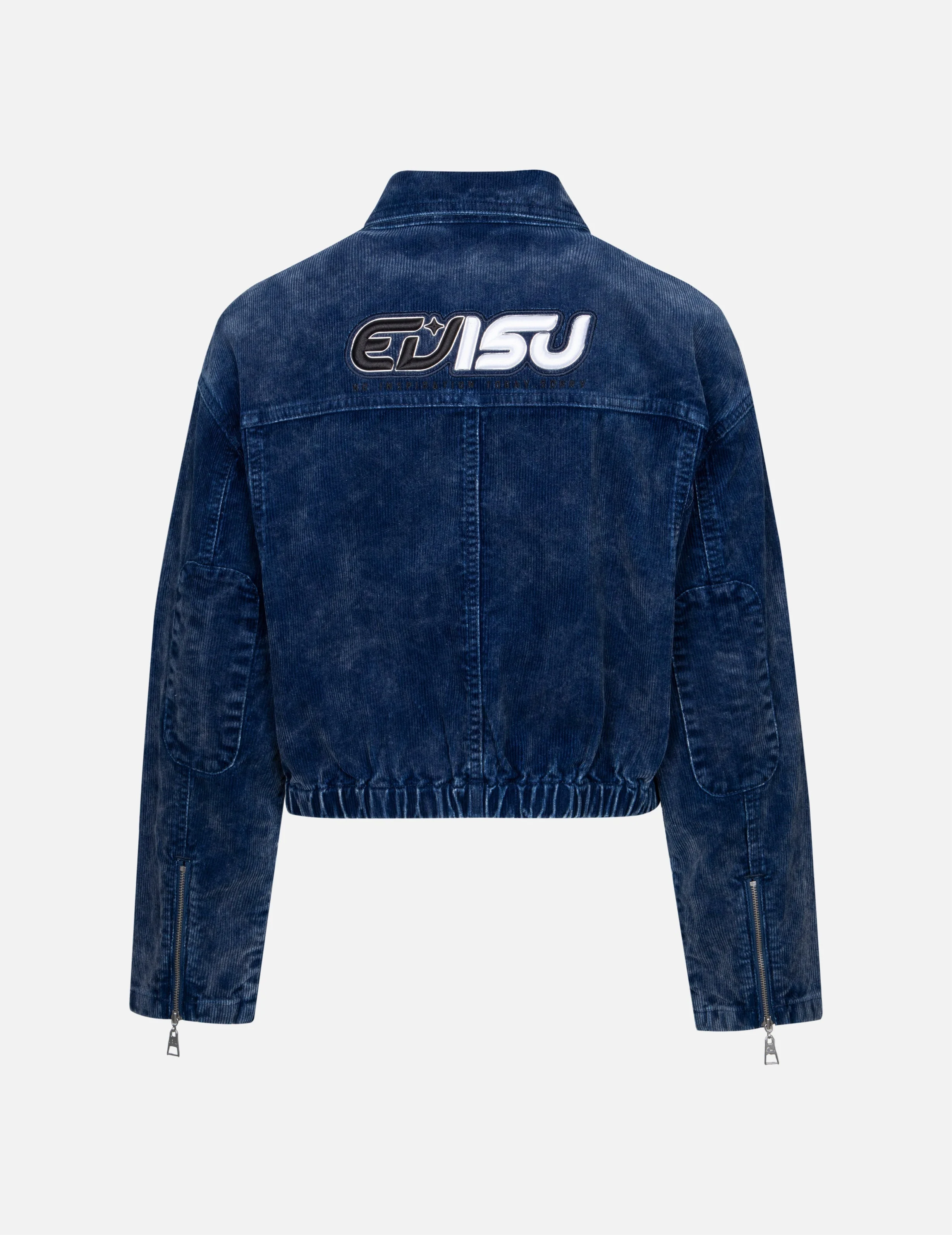 Logo Embroidery Fashion Fit Washed Corduroy Denim Jacket - 1