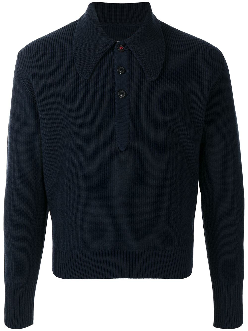 long-sleeve knitted polo shirt - 1