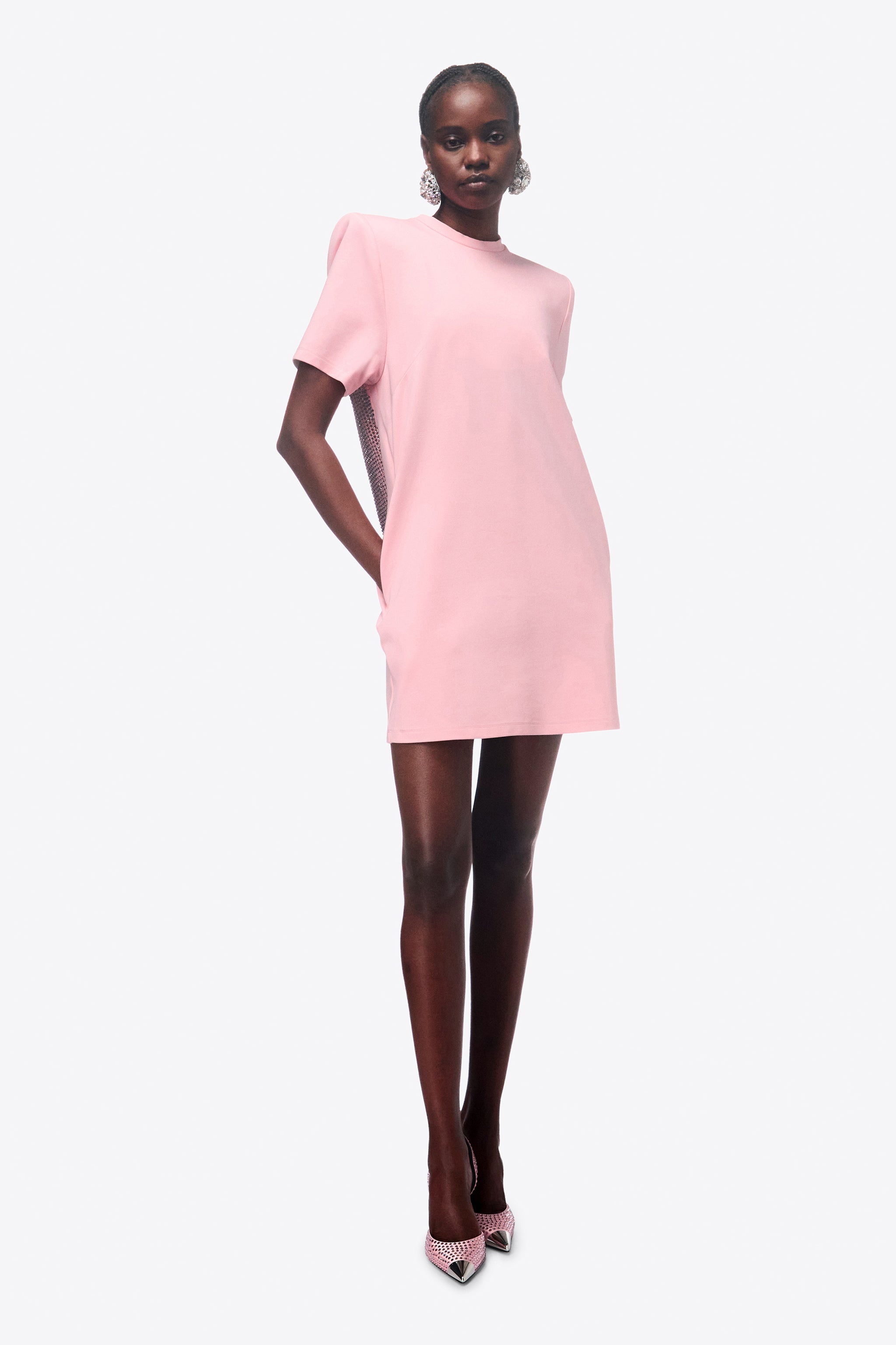 CRYSTAL EMBELLISHED SLIT T-SHIRT DRESS - 3