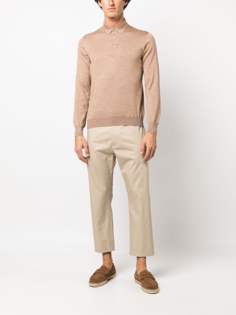 long-sleeved wool polo shirt - 2