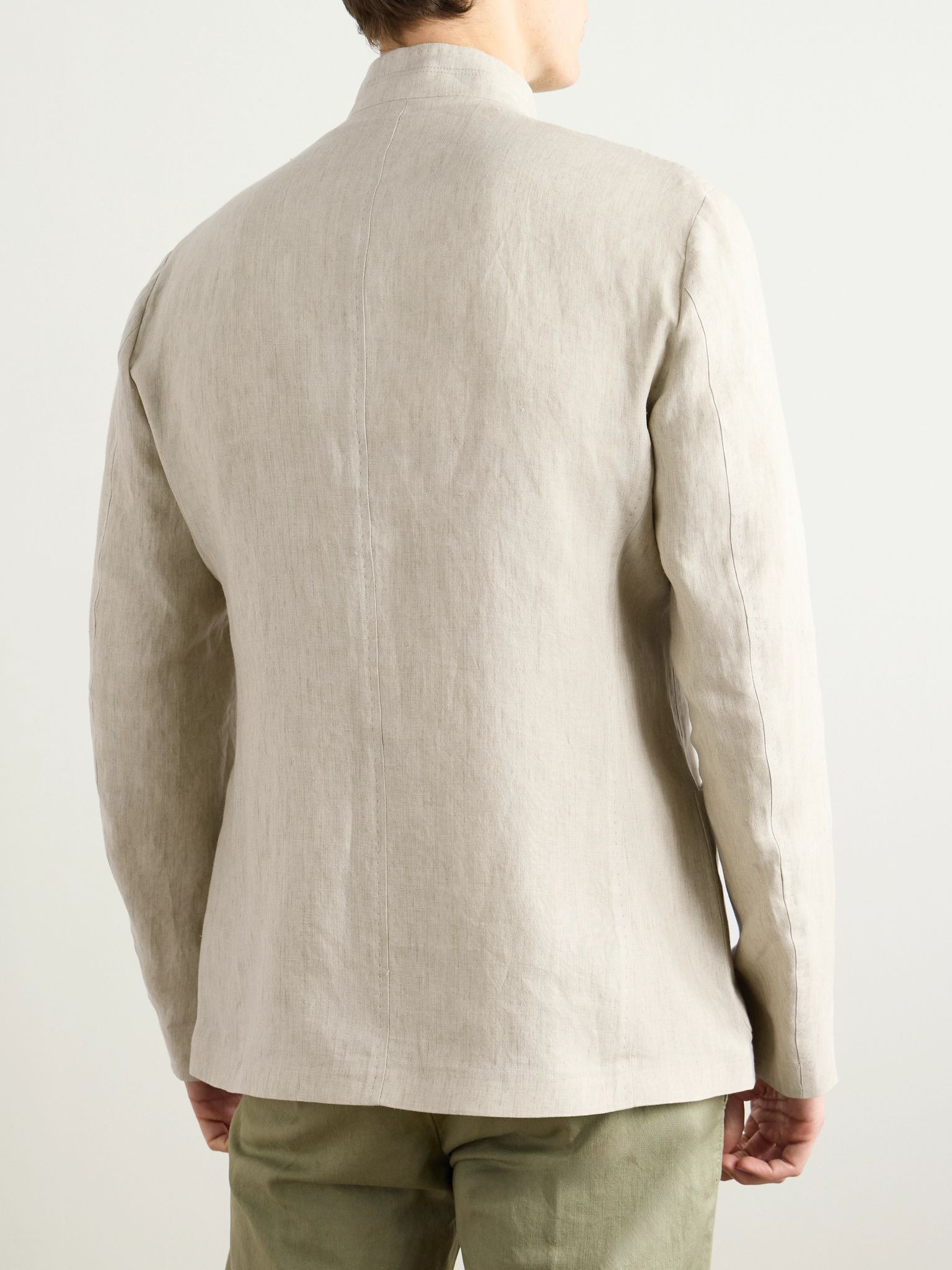 Gstaad Grandad-Collar Linen Overshirt Neutral - 3