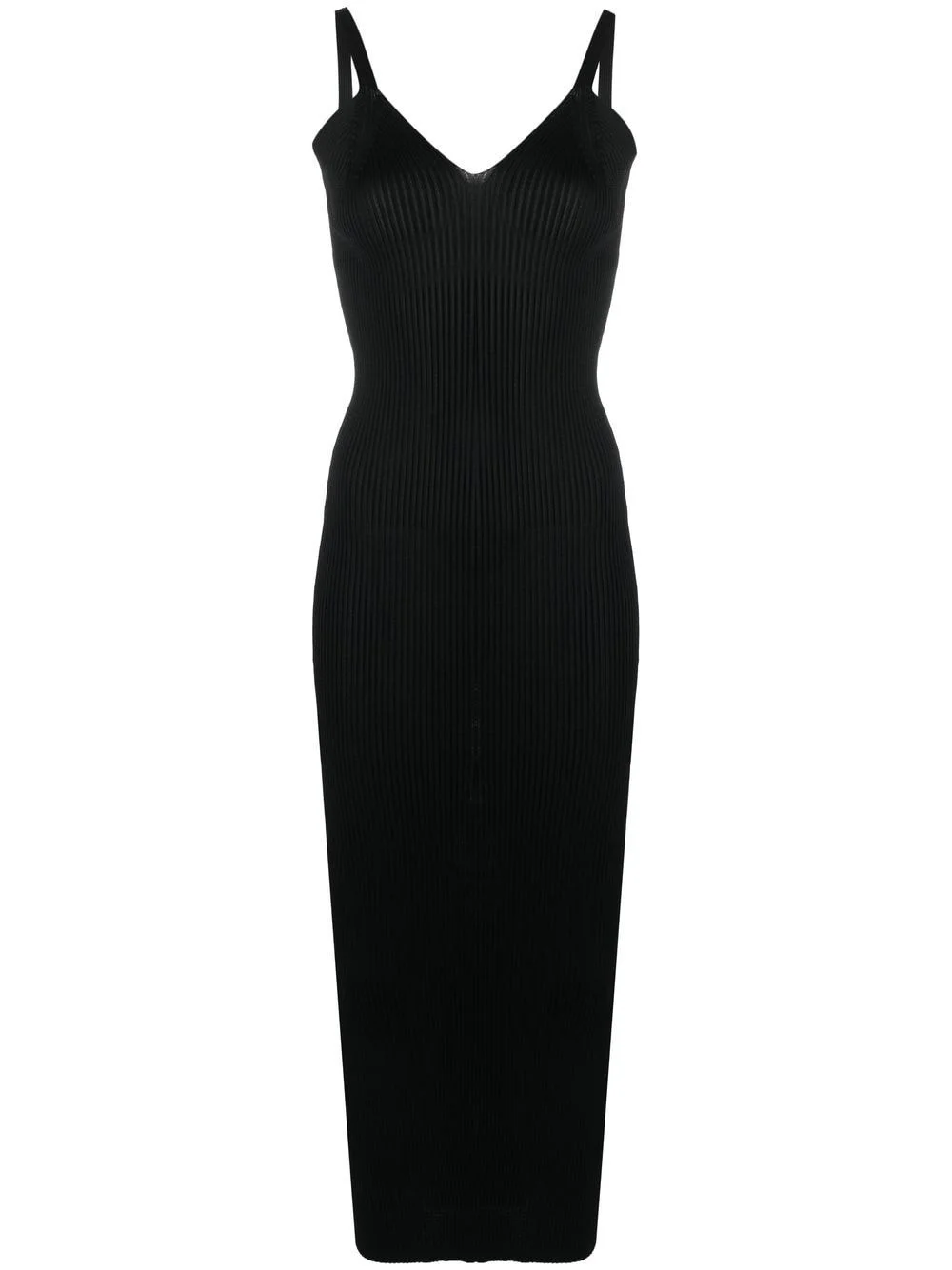 V-neck ribbed-knit dress - 1