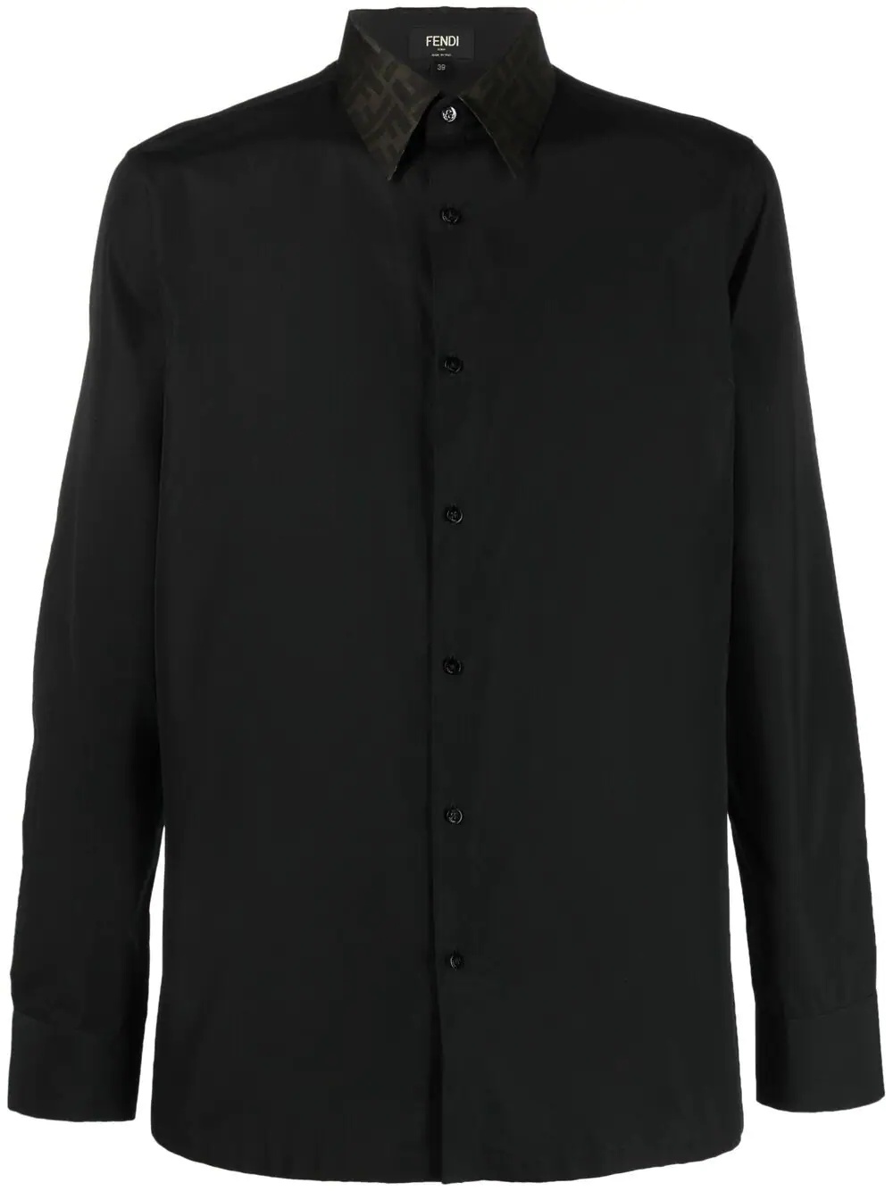 contrasting-collar long-sleeve shirt - 1