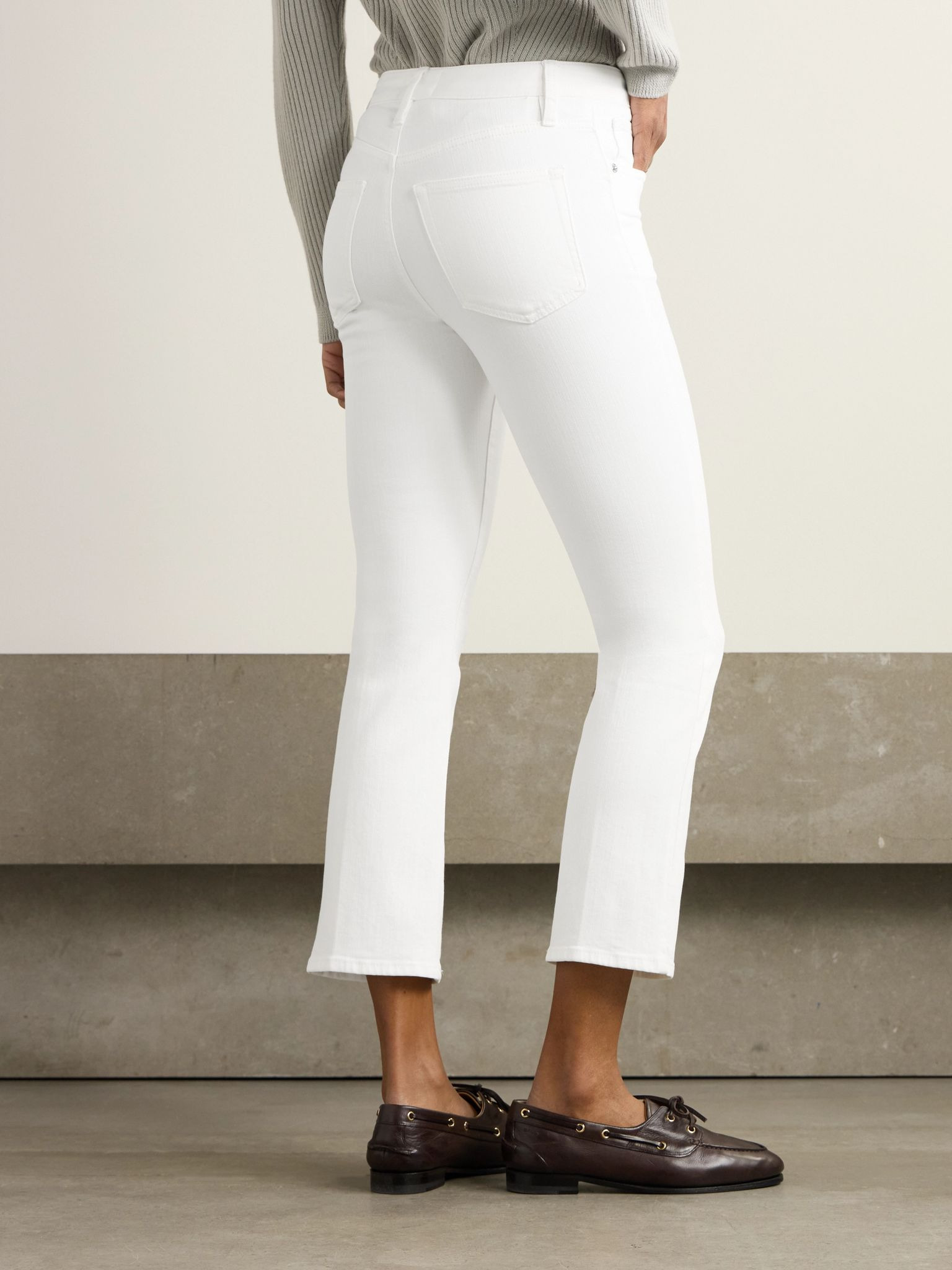 Reboot Crop stretch high-rise flared recycled jeans White - 4