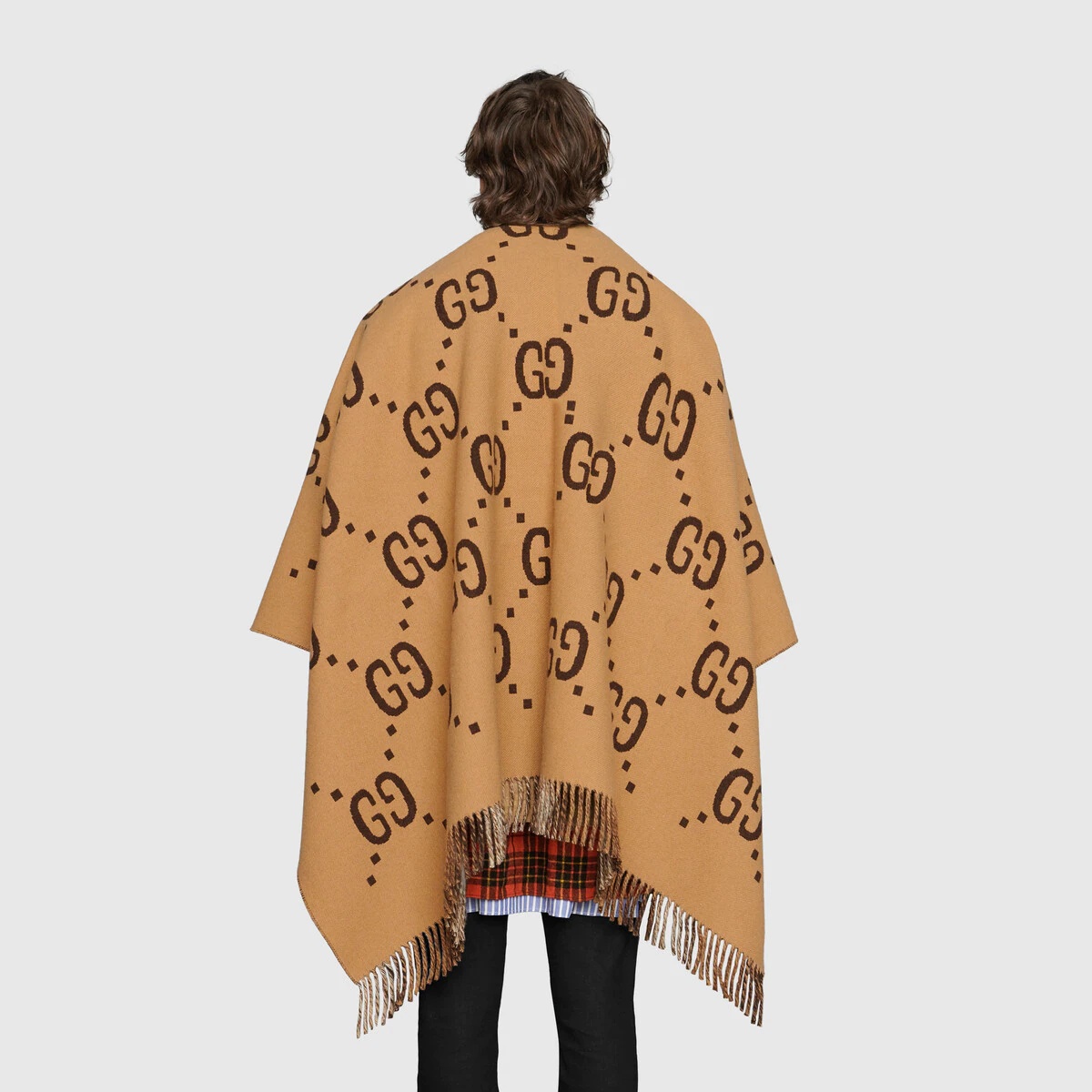 Reversible GG wool cape - 8