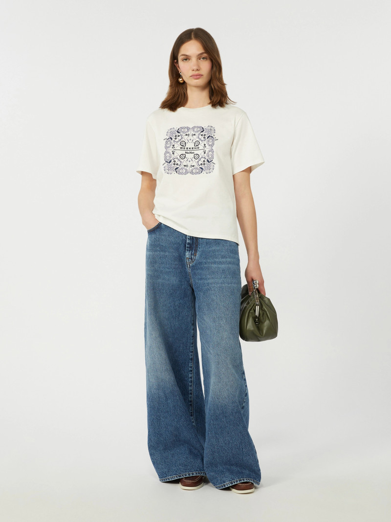 WEEKEND Max Mara Print and embroidery-adorned cotton T-shirt - WHITE outlook
