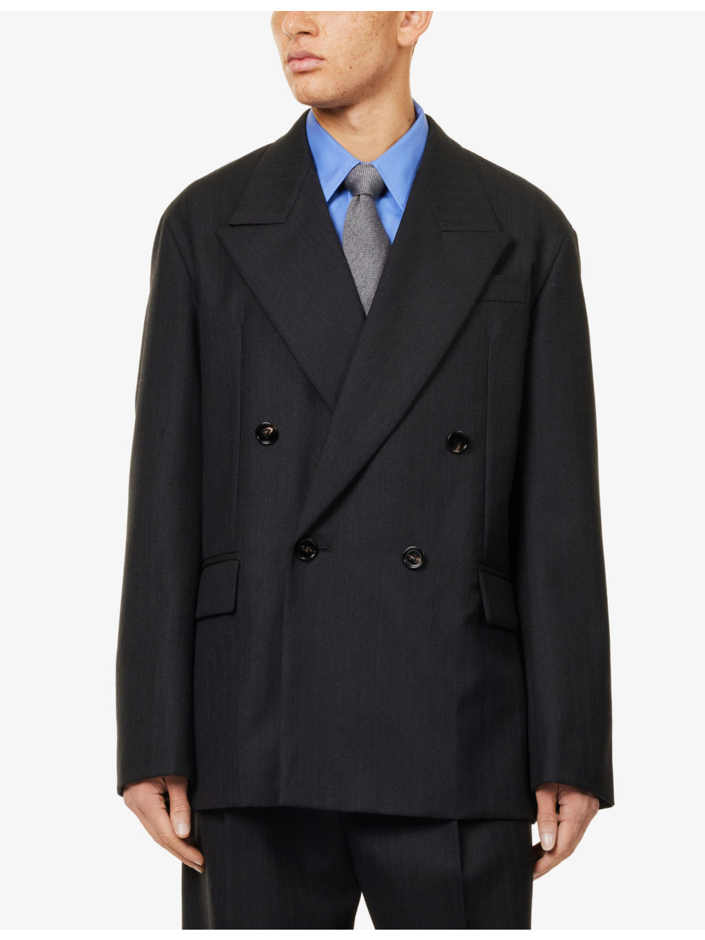 Peak-lapel double-breasted regular-fit wool jacket - 3