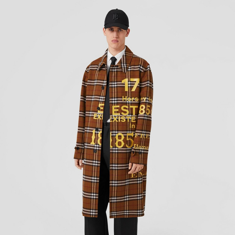 Horseferry Print Check Wool Car Coat 7