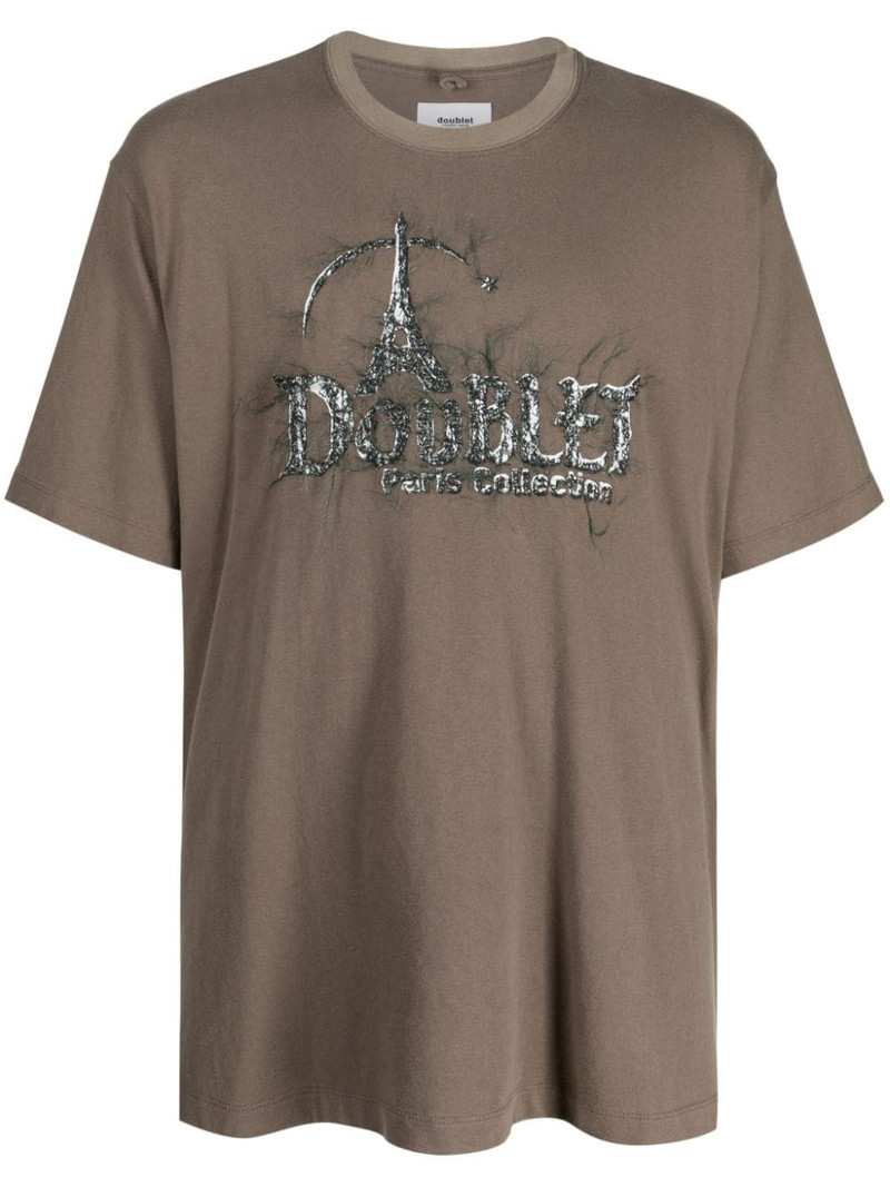 logo-embroidery cotton T-shirt 1