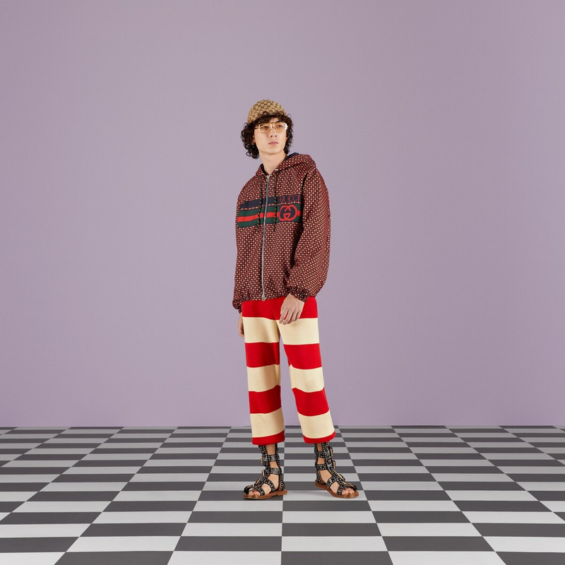 GUCCI Geometric houndstooth canvas jacket outlook