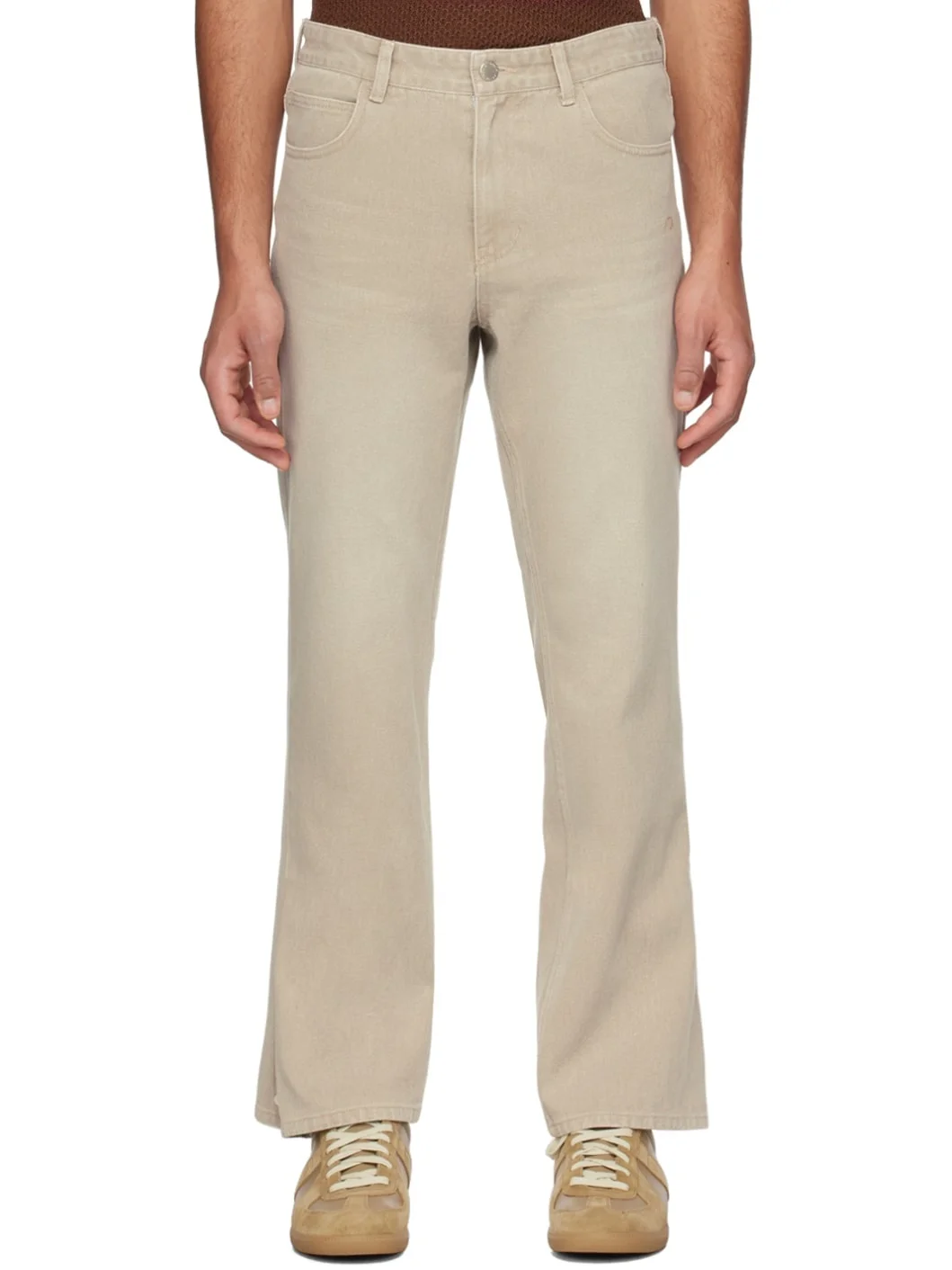 Beige Button Jeans - 1