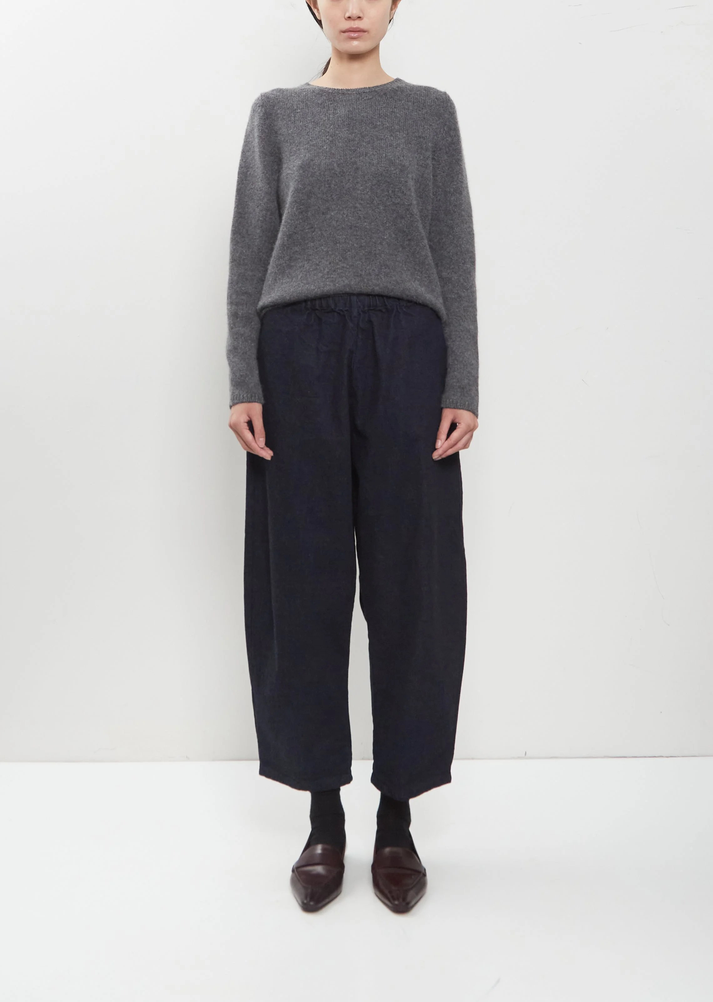 Denim Curved Cropped Pants - 1