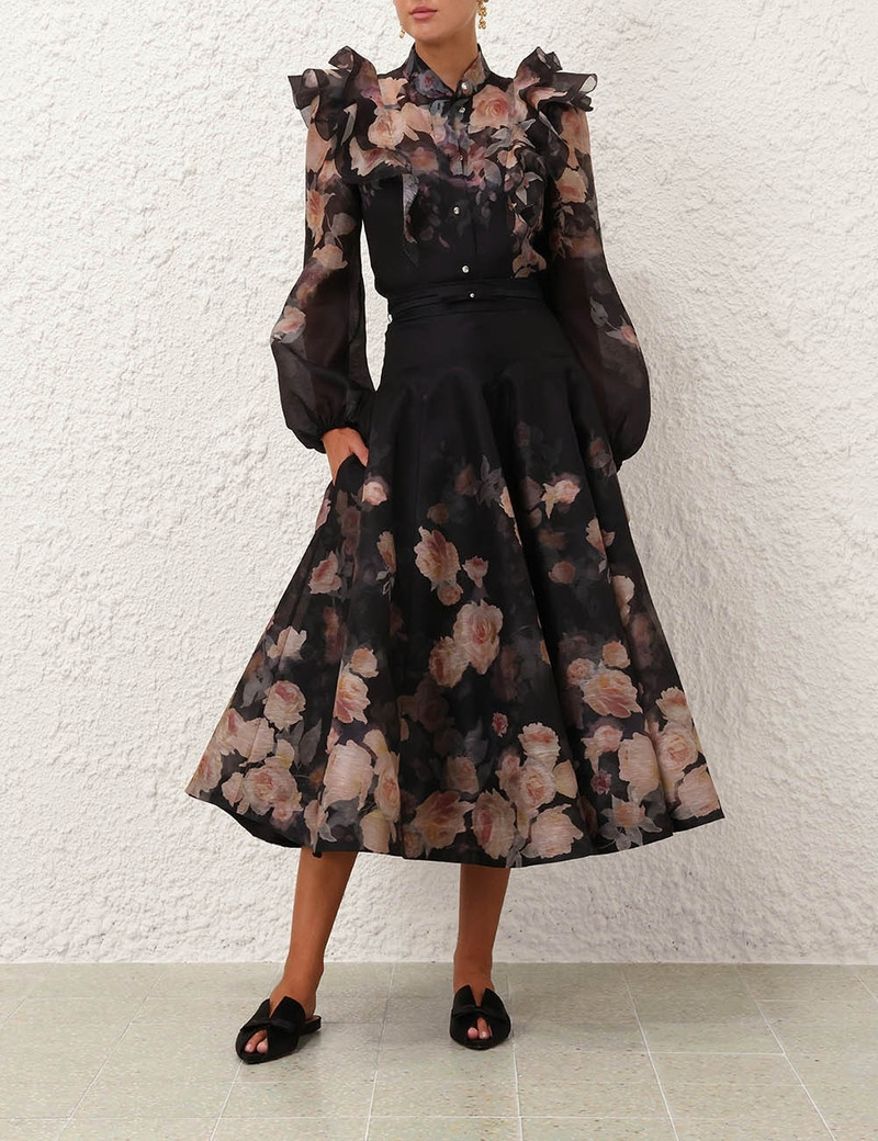 Zimmermann CRUSH FLARED MIDI SKIRT outlook