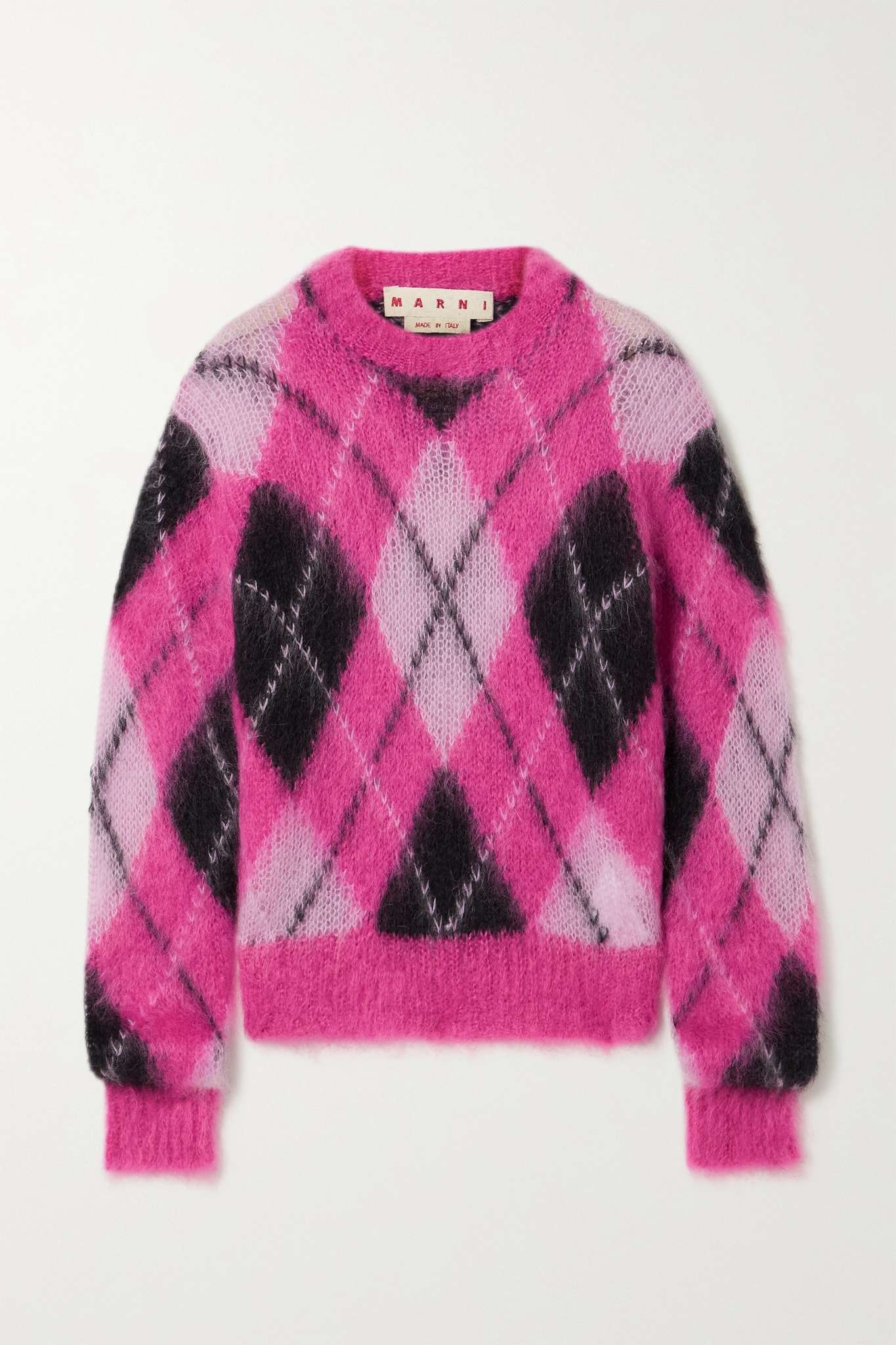 Argyle mohair-blend sweater - 1