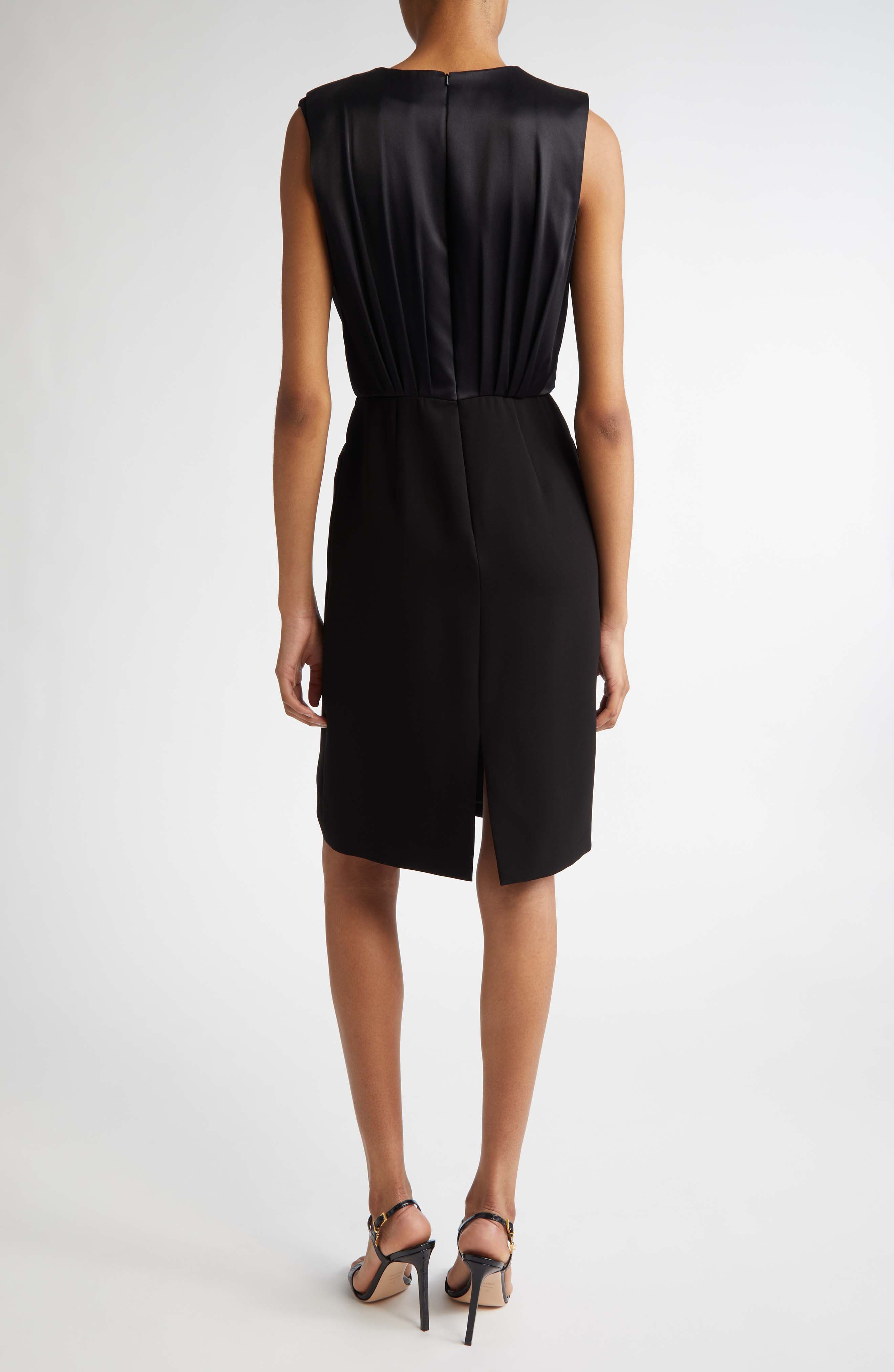 Max Mara Vittor Pleated Overlay Sleeveless Cady Dress in Black at Nordstrom - 2