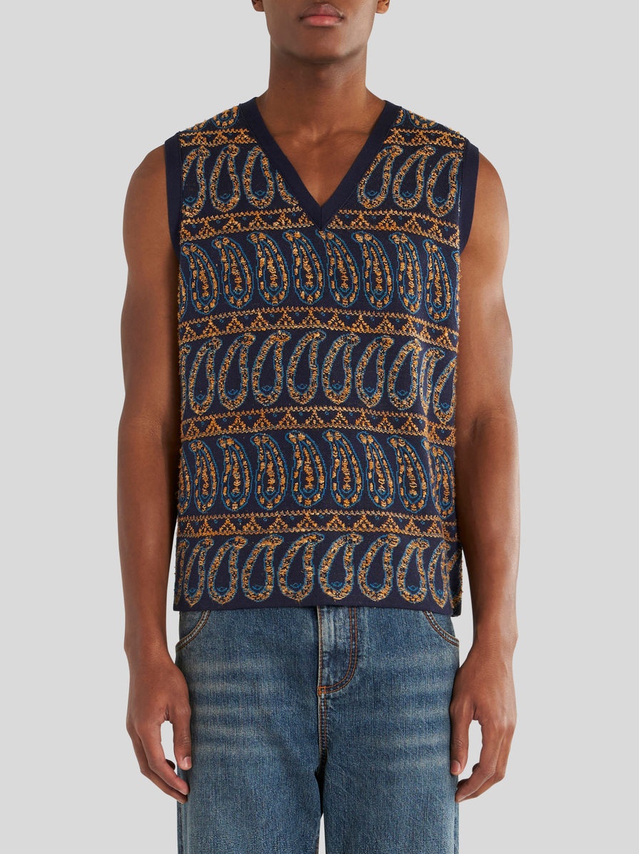 KNITTED GILET WITH PAISLEY DESIGNS - 2