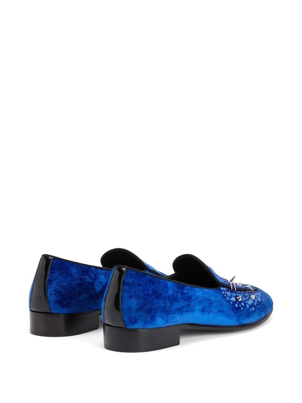 velvet-effect rhinestone loafers - 3