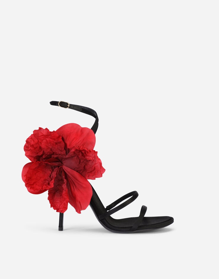 Satin sandals with silk flower - 1