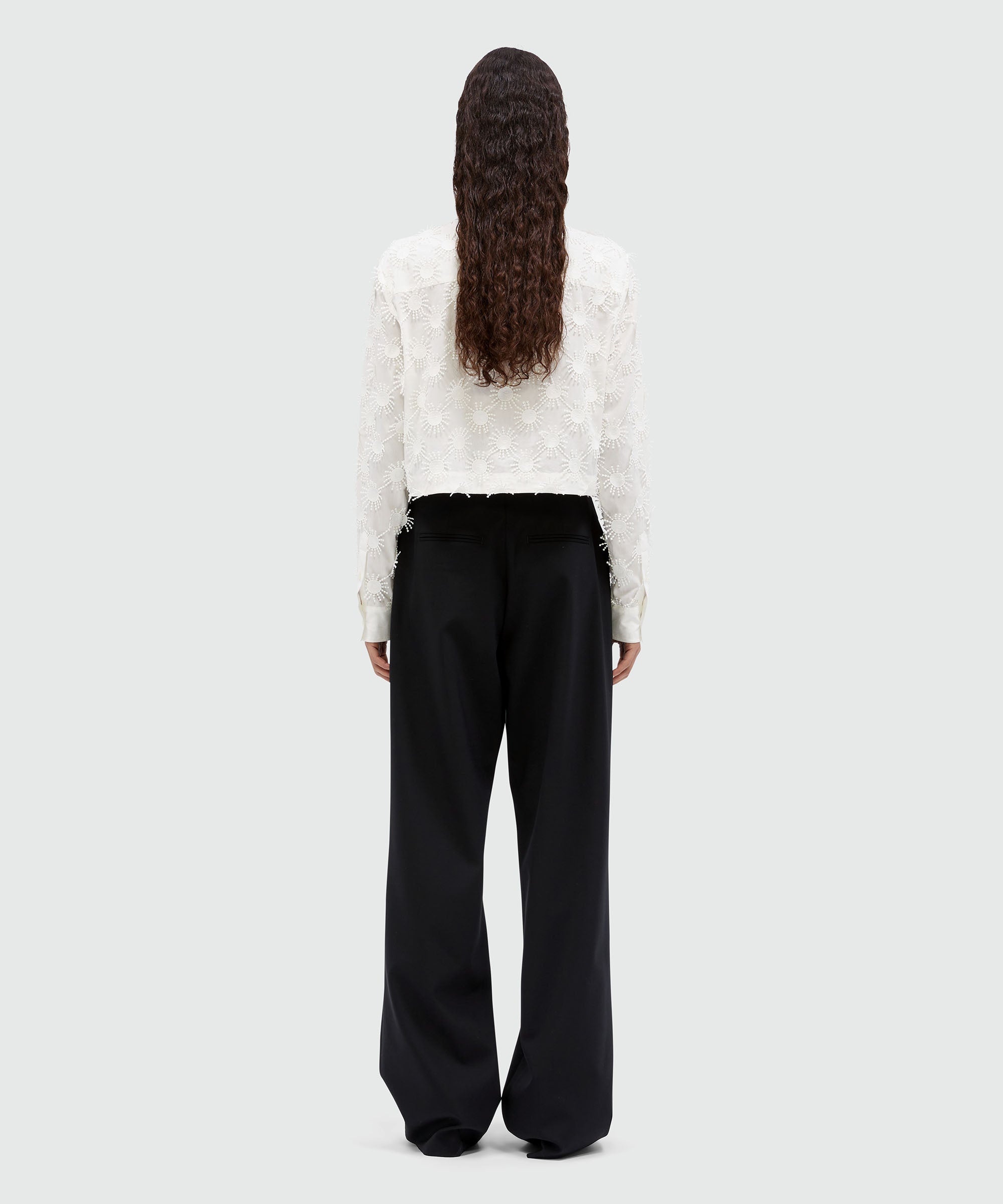 Wool trousers with raffia applications - 3