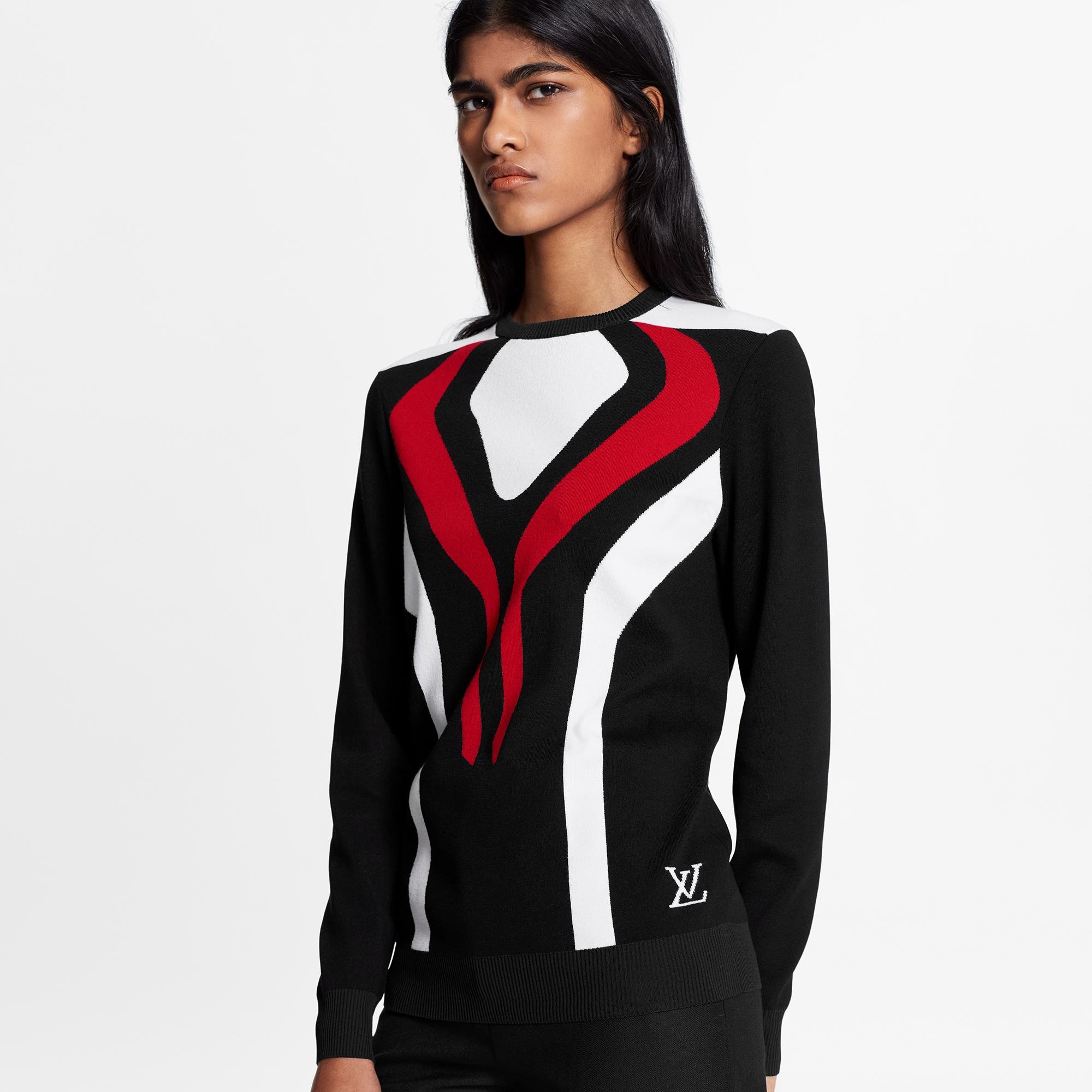 Futuristic Crew Neck Intarsia Pullover  - 3