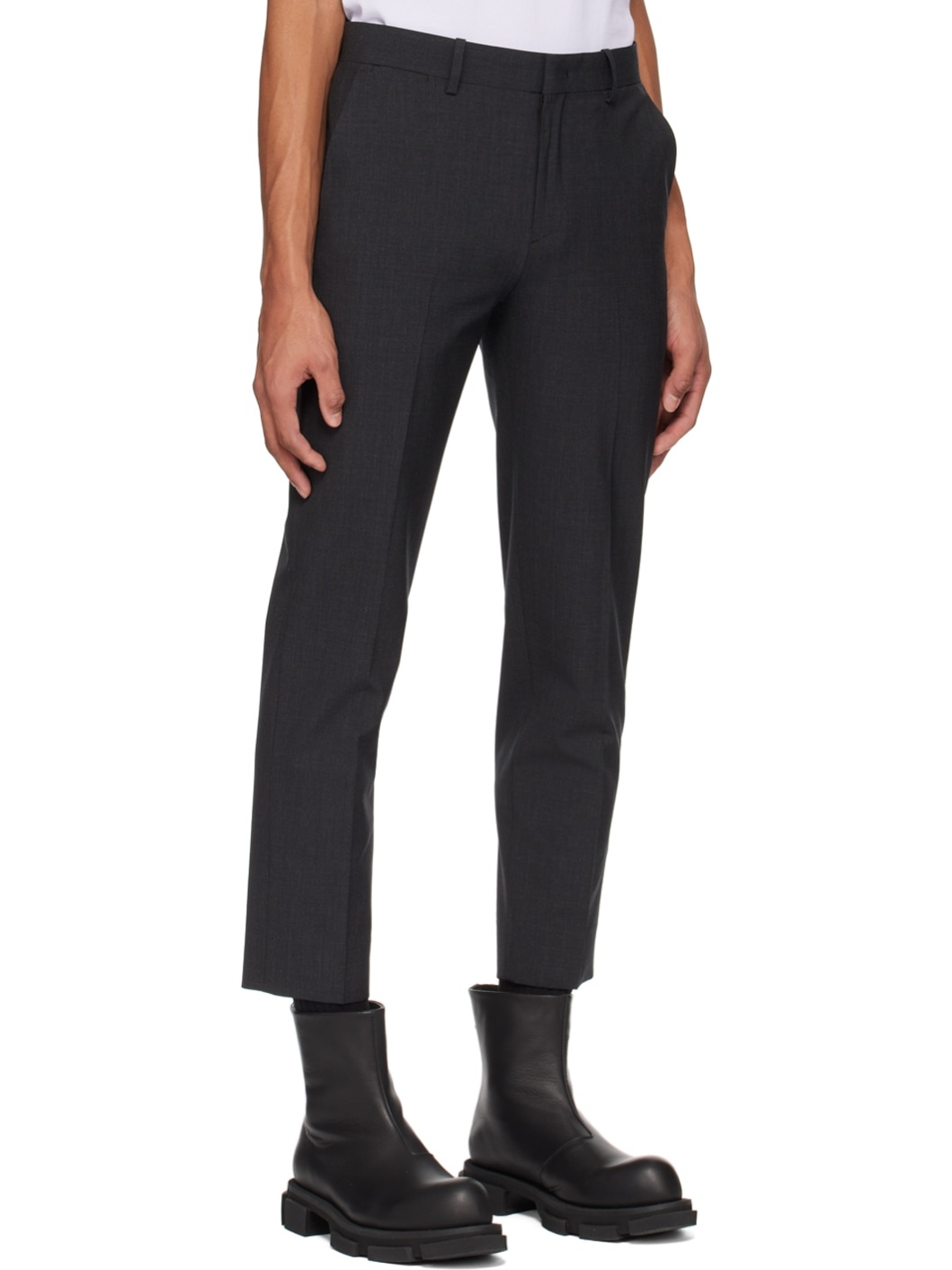 Gray Straight Trousers - 2