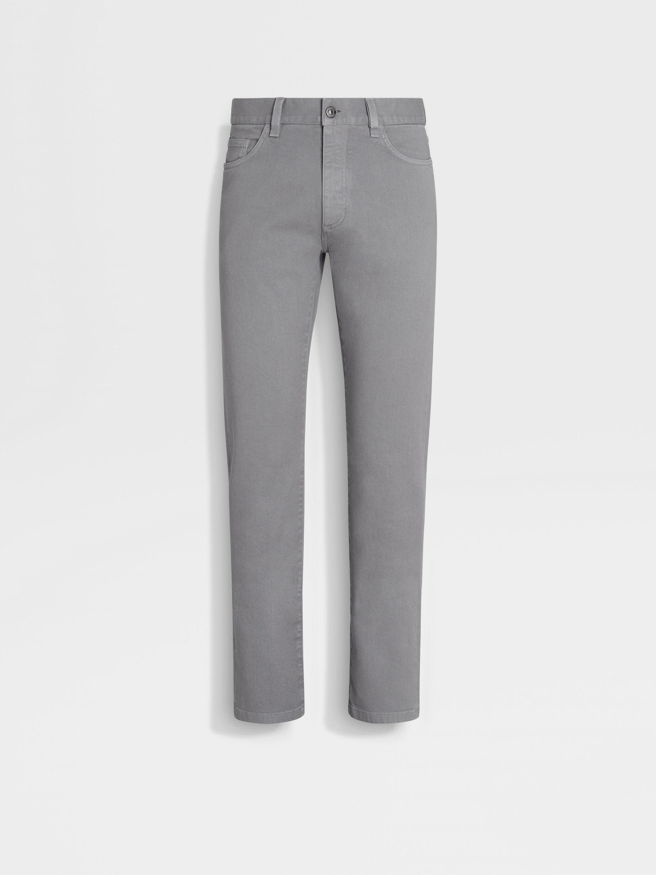 GREY MÉLANGE STRETCH COTTON ROCCIA JEANS - 1