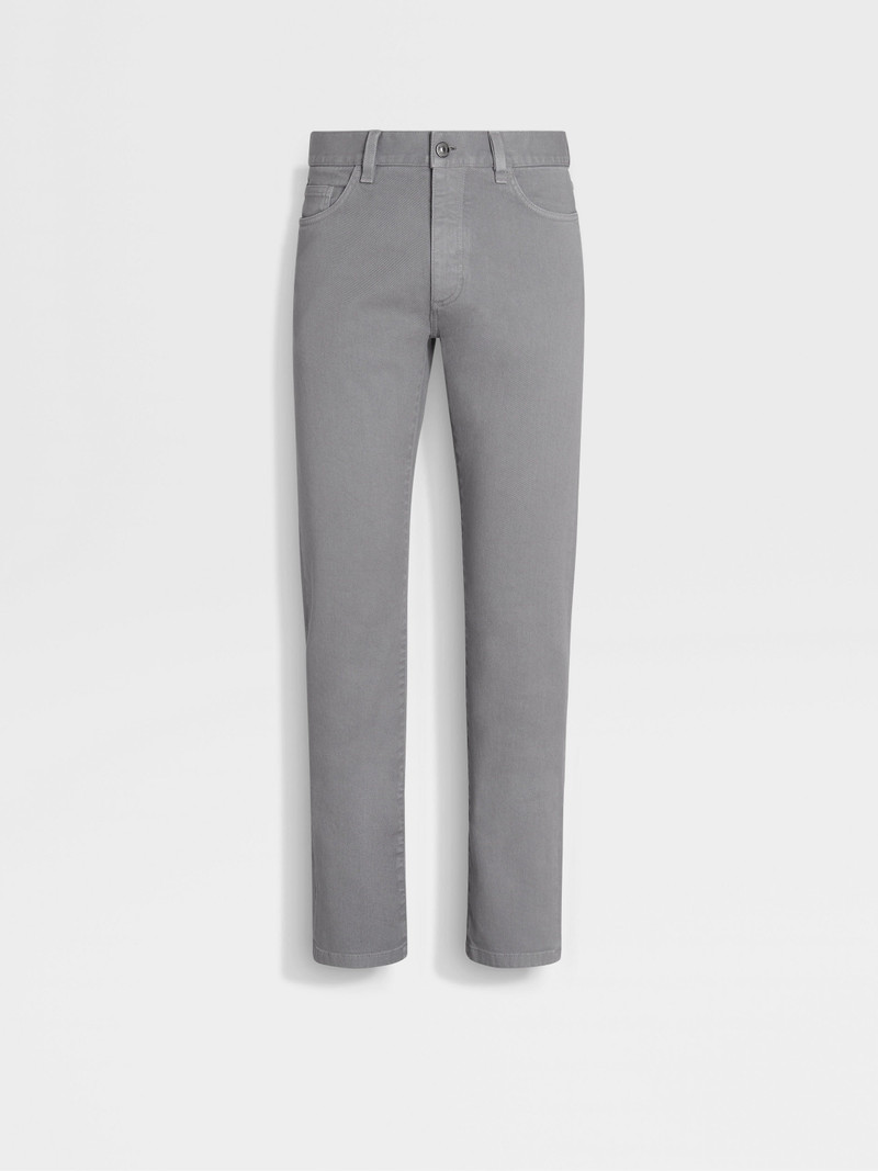 GREY MÉLANGE STRETCH COTTON ROCCIA JEANS 1